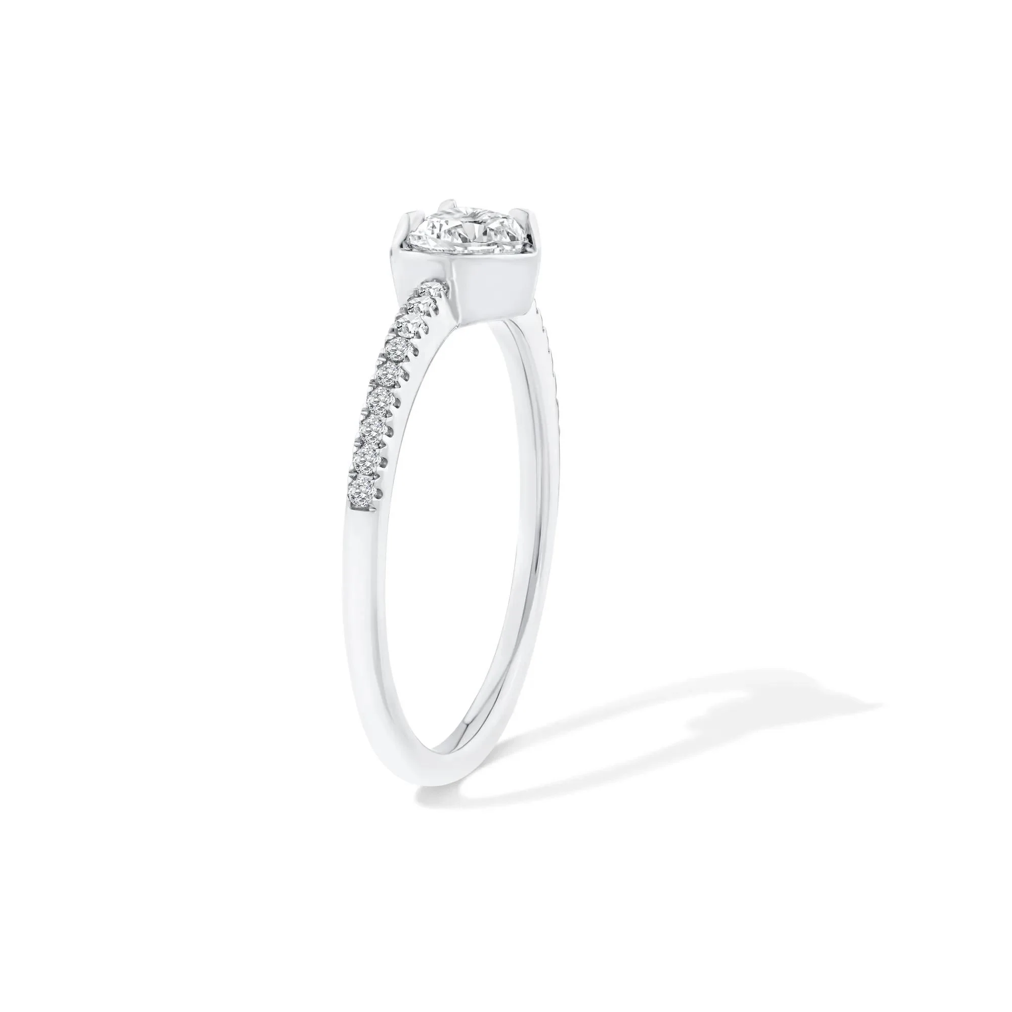 1/2 CT. Tw. Lab Grown Diamond Heart Center Promise Ring 10K White Gold Size 8.5 - Image 3