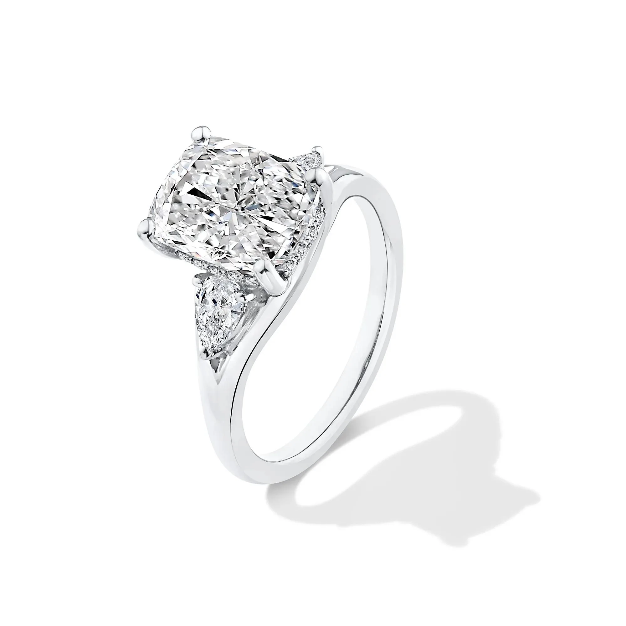 3 1/2 CT. Tw. Lab Grown Diamond Three-Stone Engagement Ring 14K White Gold Size 8.5 - Image 4