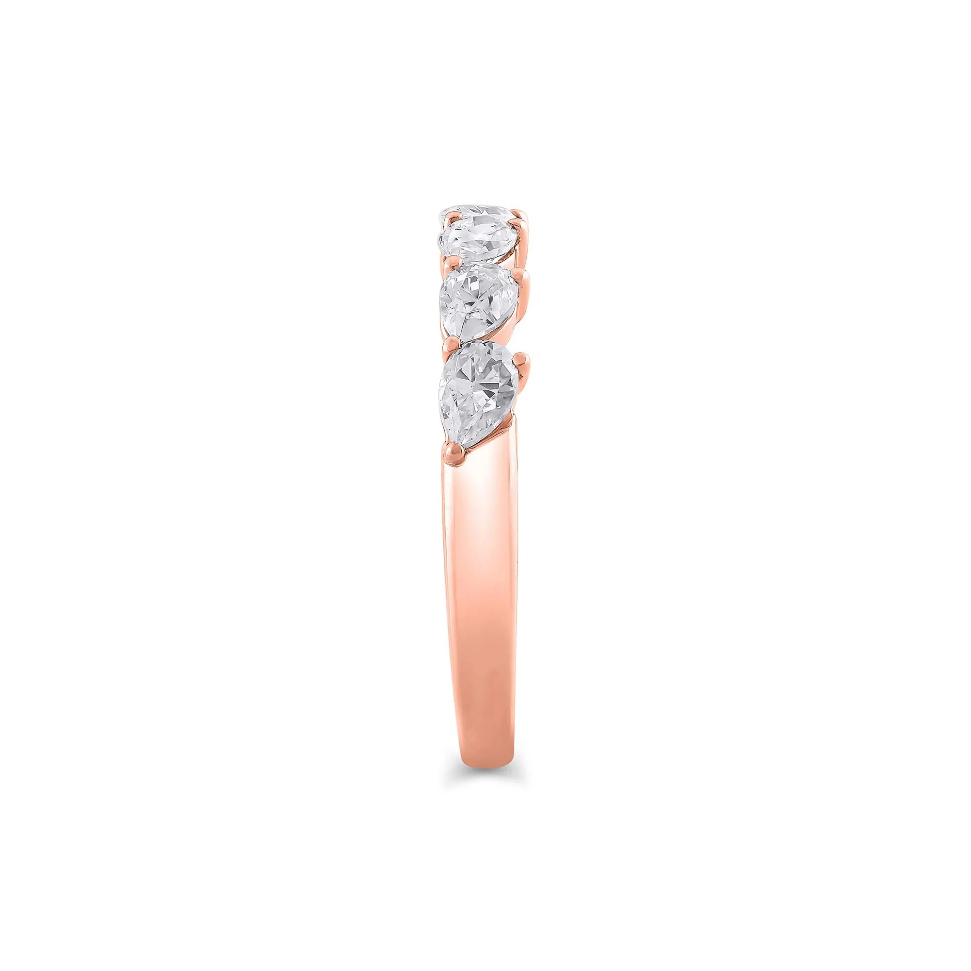 1 CT. Tw. Lab Grown Diamond Pear-Shaped Slant Anniversary Band Ring 10K Rose Gold Size 7.5 3mm - Image 3