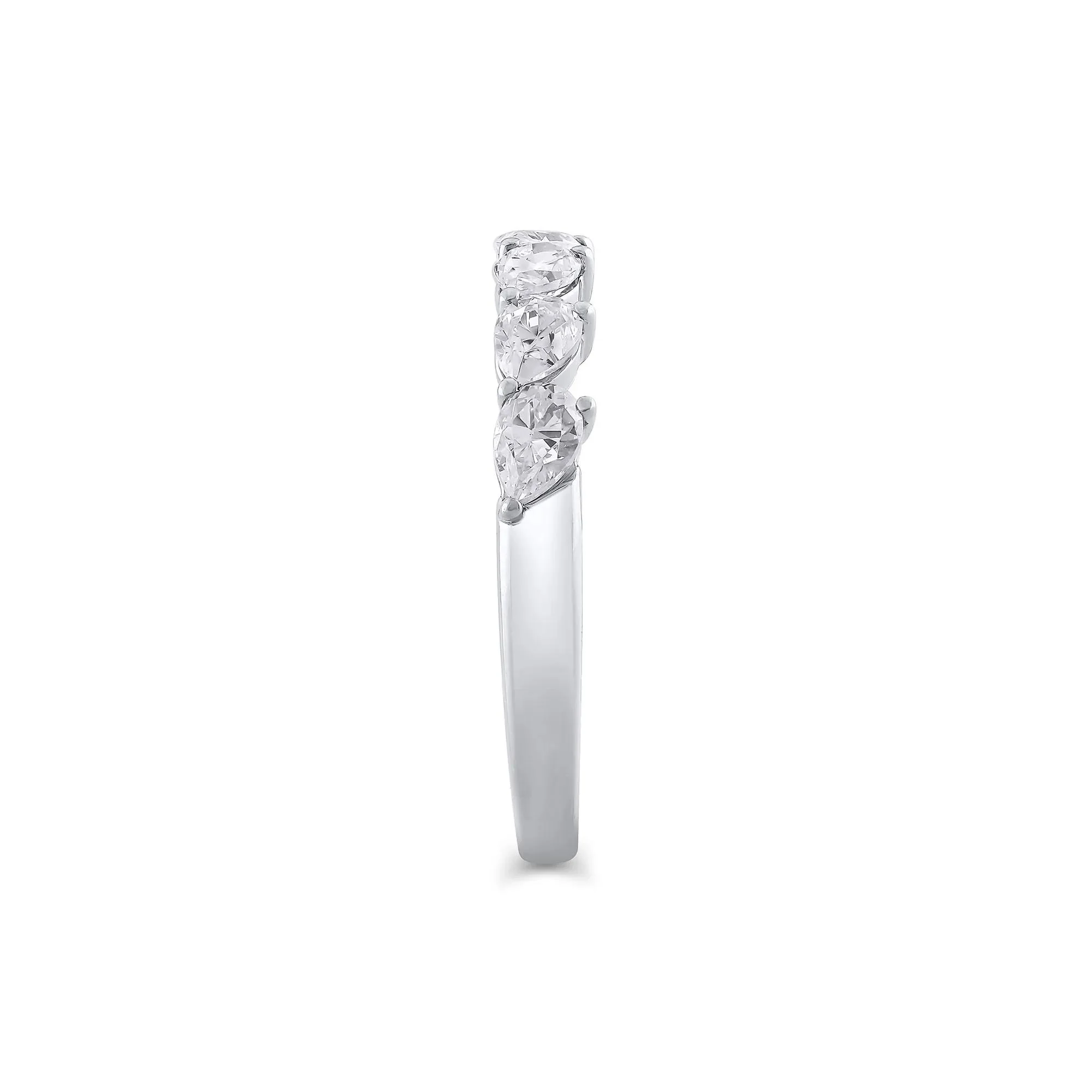 1 CT. Tw. Lab Grown Diamond Pear-Shaped Slant Anniversary Band Ring 10K White Gold Size 9 3mm - Image 3