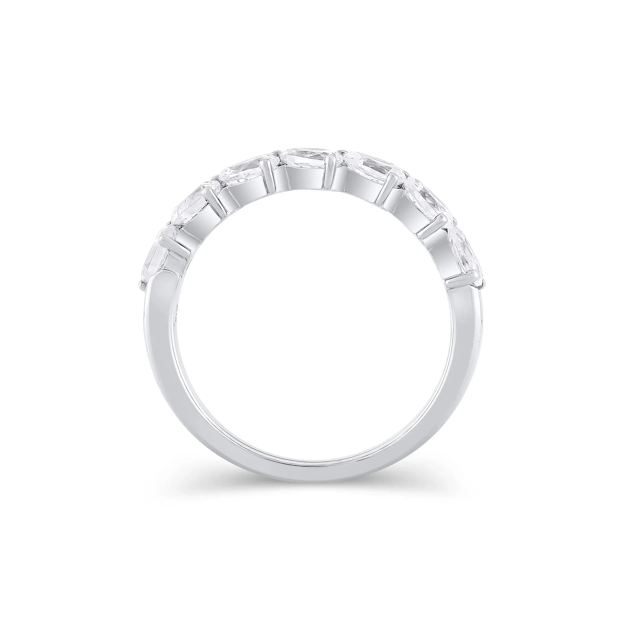 1 CT. Tw. Lab Grown Diamond Pear-Shaped Slant Anniversary Band Ring 10K White Gold Size 9.5 3mm - Image 2
