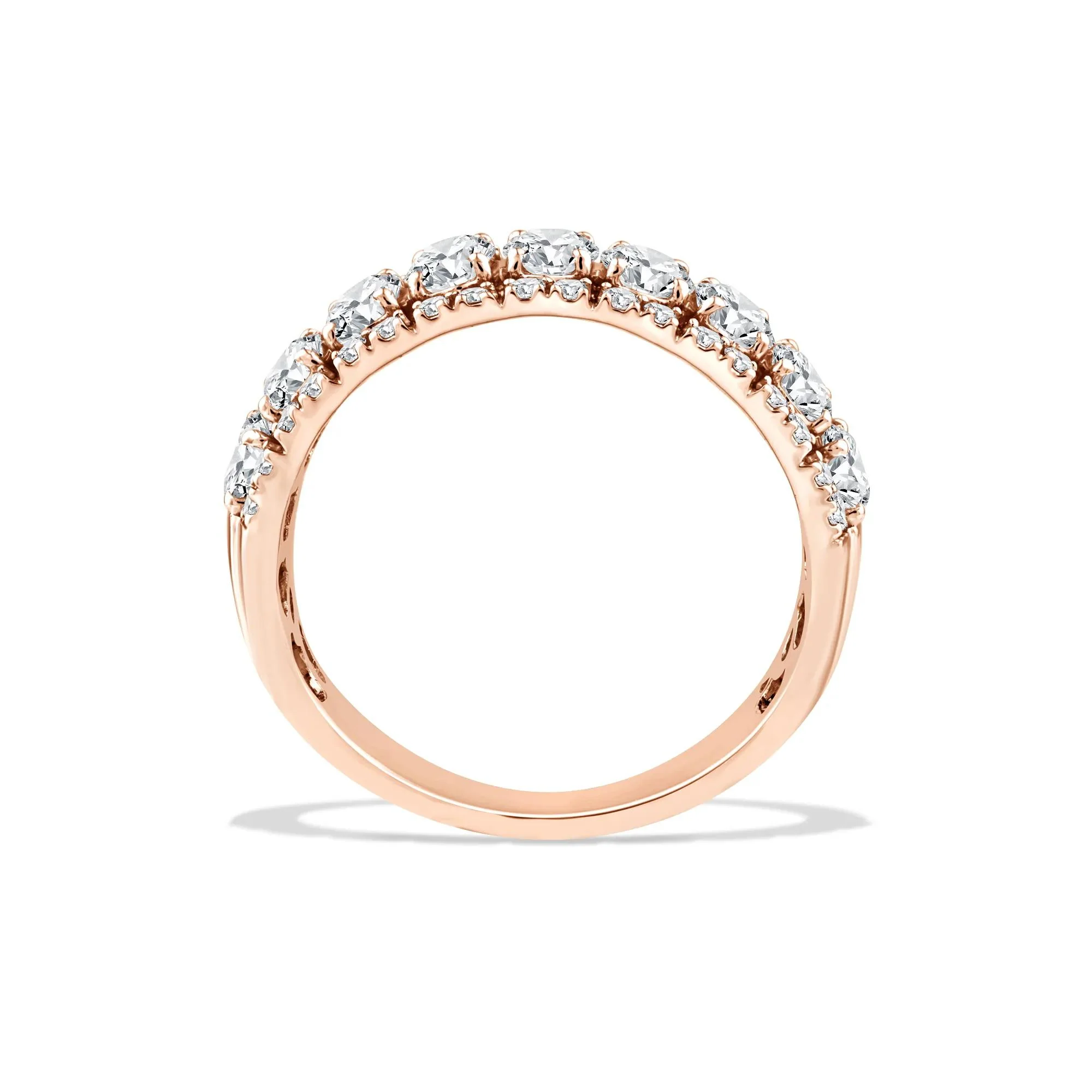 2 CT. Tw. Lab Grown Diamond Oval Multi-Row Anniversary Band Ring 10K Rose Gold Size 9 - Image 2