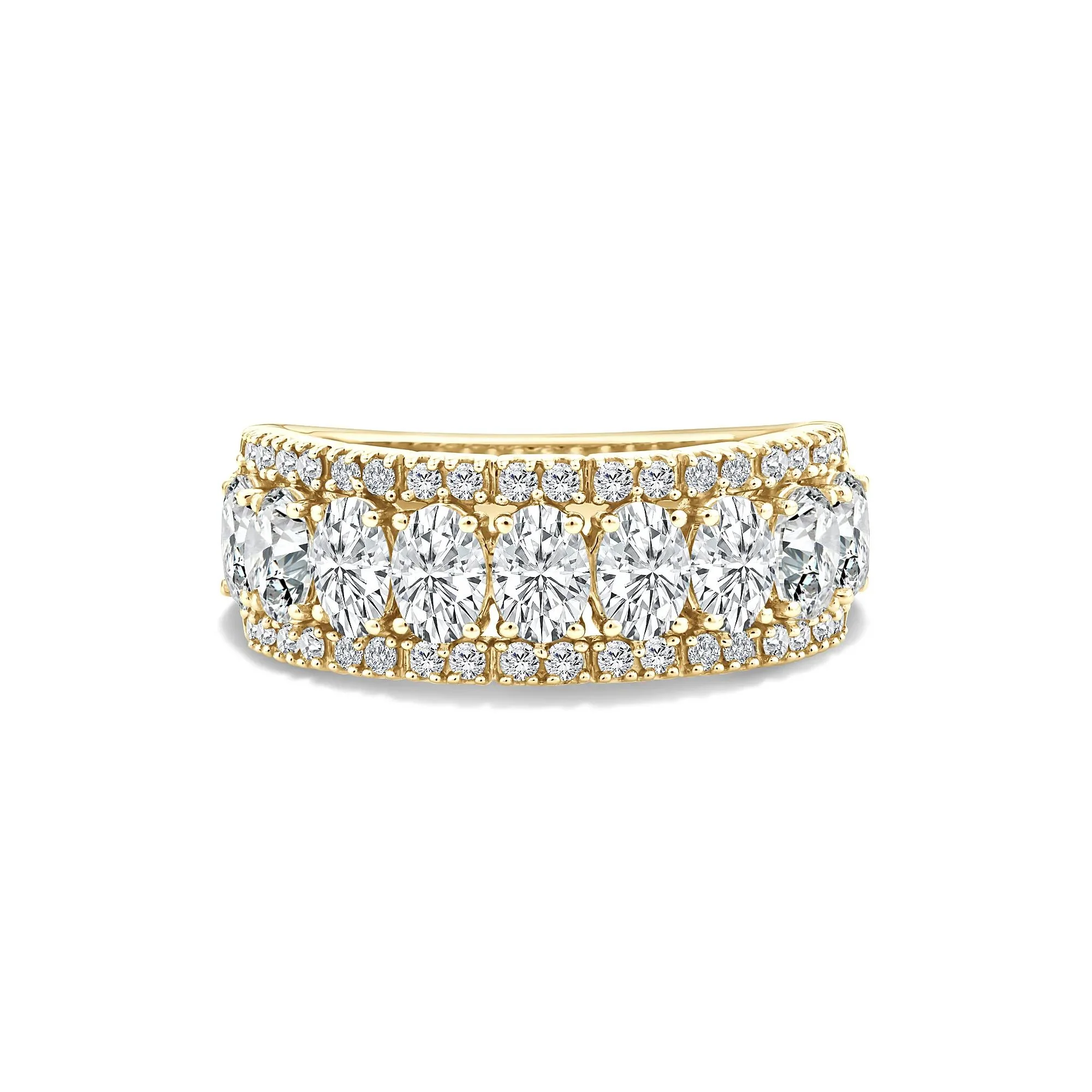 2 CT. Tw. Lab Grown Diamond Oval Multi-Row Anniversary Band Ring 10K Yellow Gold Size 7