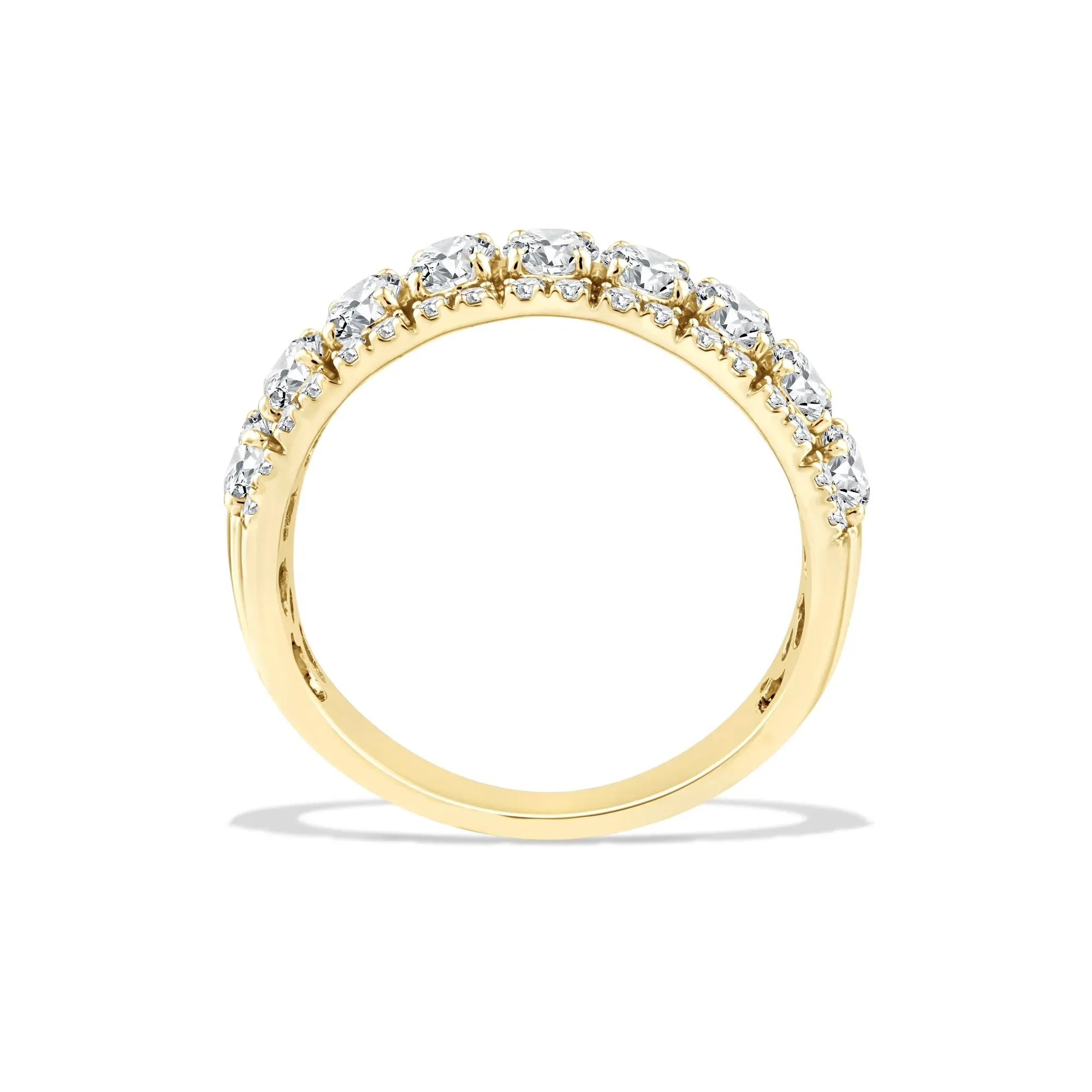 2 CT. Tw. Lab Grown Diamond Oval Multi-Row Anniversary Band Ring 10K Yellow Gold Size 8 - Image 2
