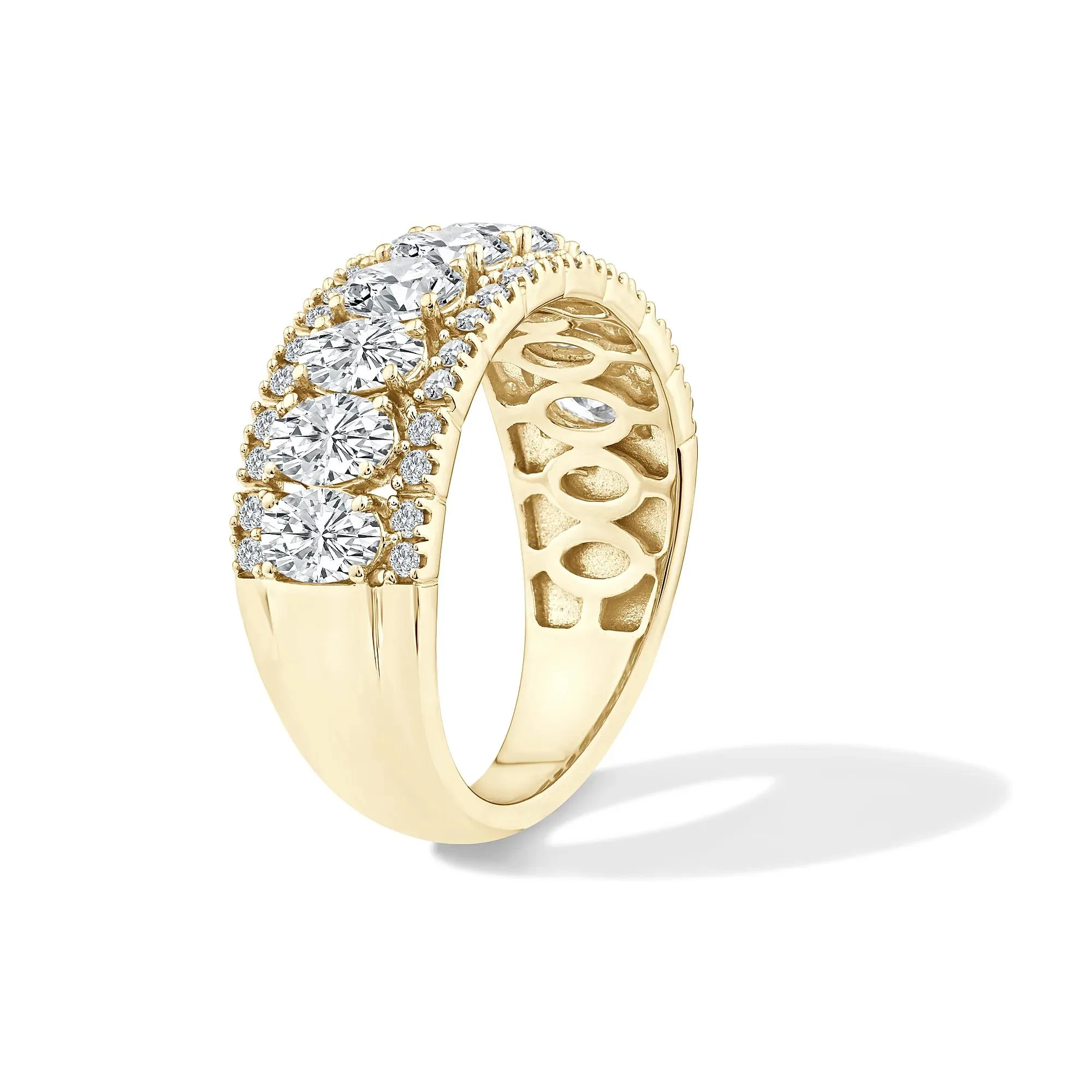 2 CT. Tw. Lab Grown Diamond Oval Multi-Row Anniversary Band Ring 10K Yellow Gold Size 8 - Image 3