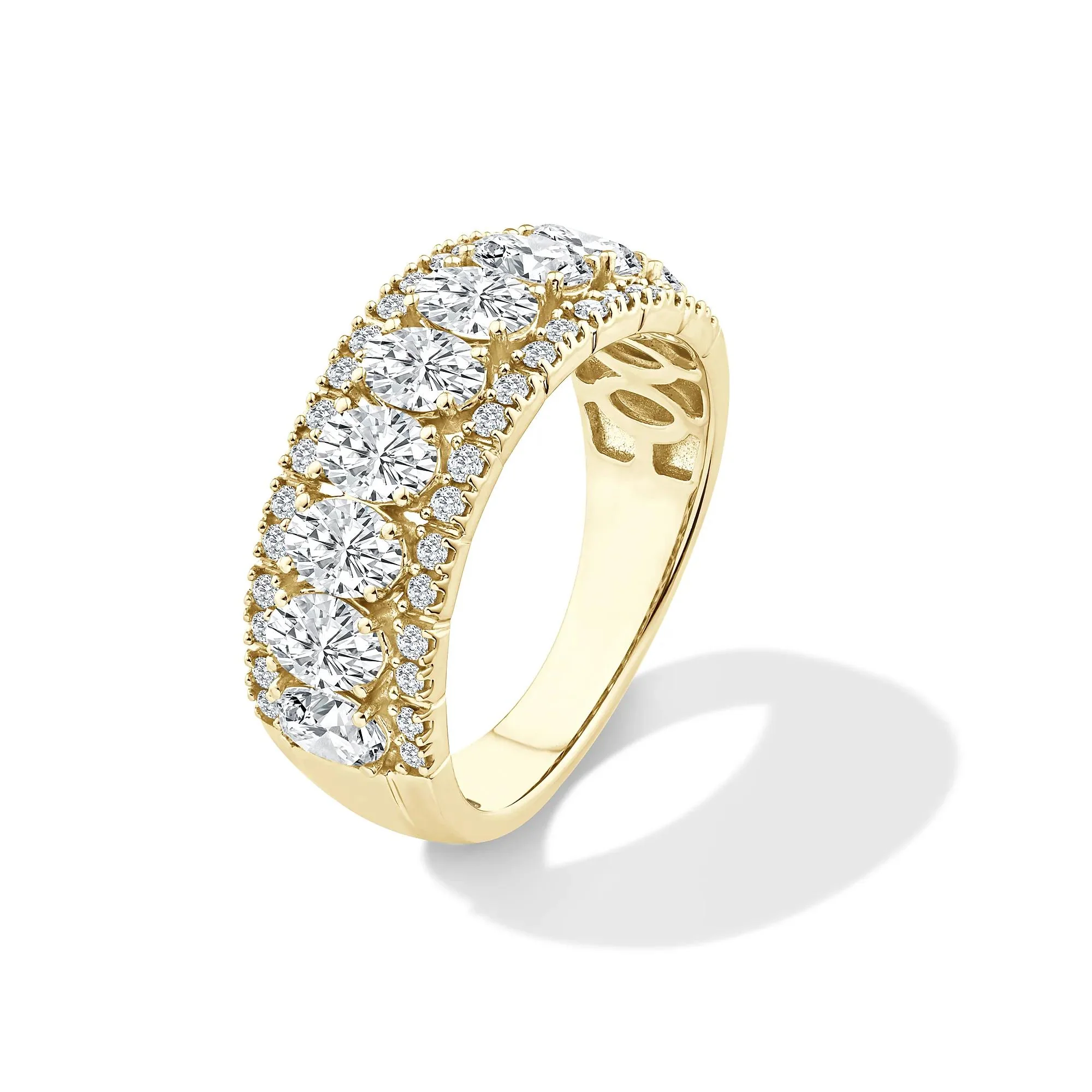 2 CT. Tw. Lab Grown Diamond Oval Multi-Row Anniversary Band Ring 10K Yellow Gold Size 8 - Image 4