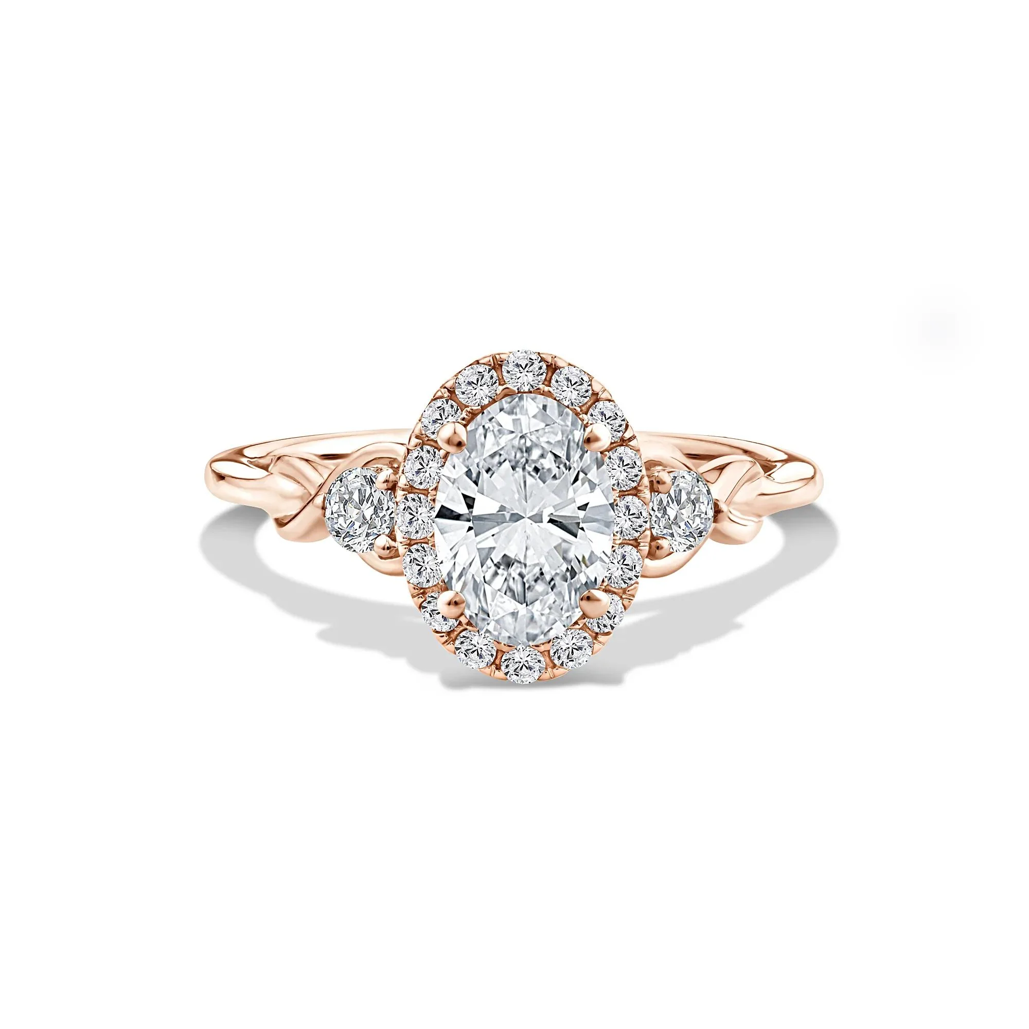 1/3 CT. Tw. Lab Grown Diamond Oval Engagement Ring 10K Rose Gold Size 6