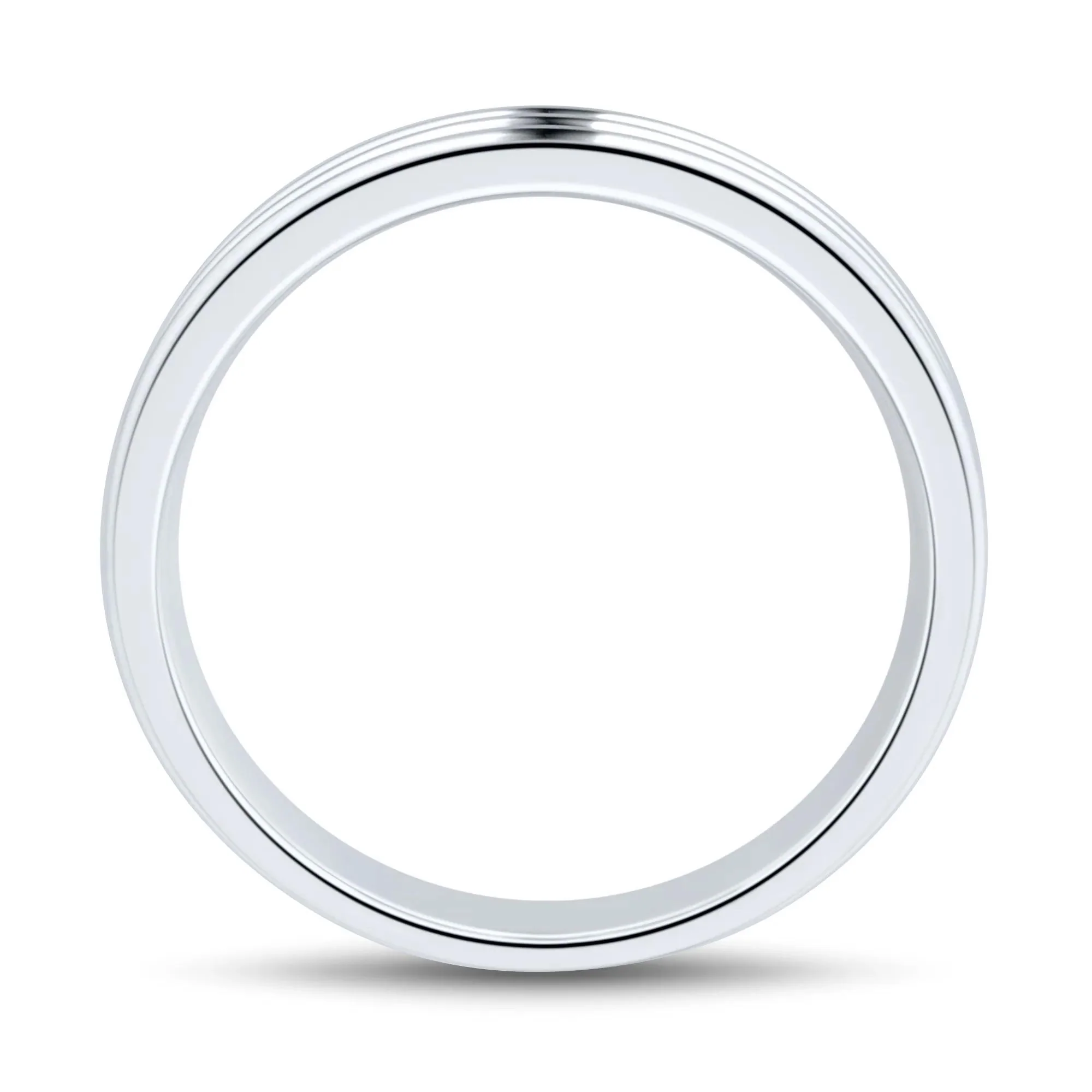 Polished Textured Wedding Band Ring 10K White Gold Size 5 - Image 2