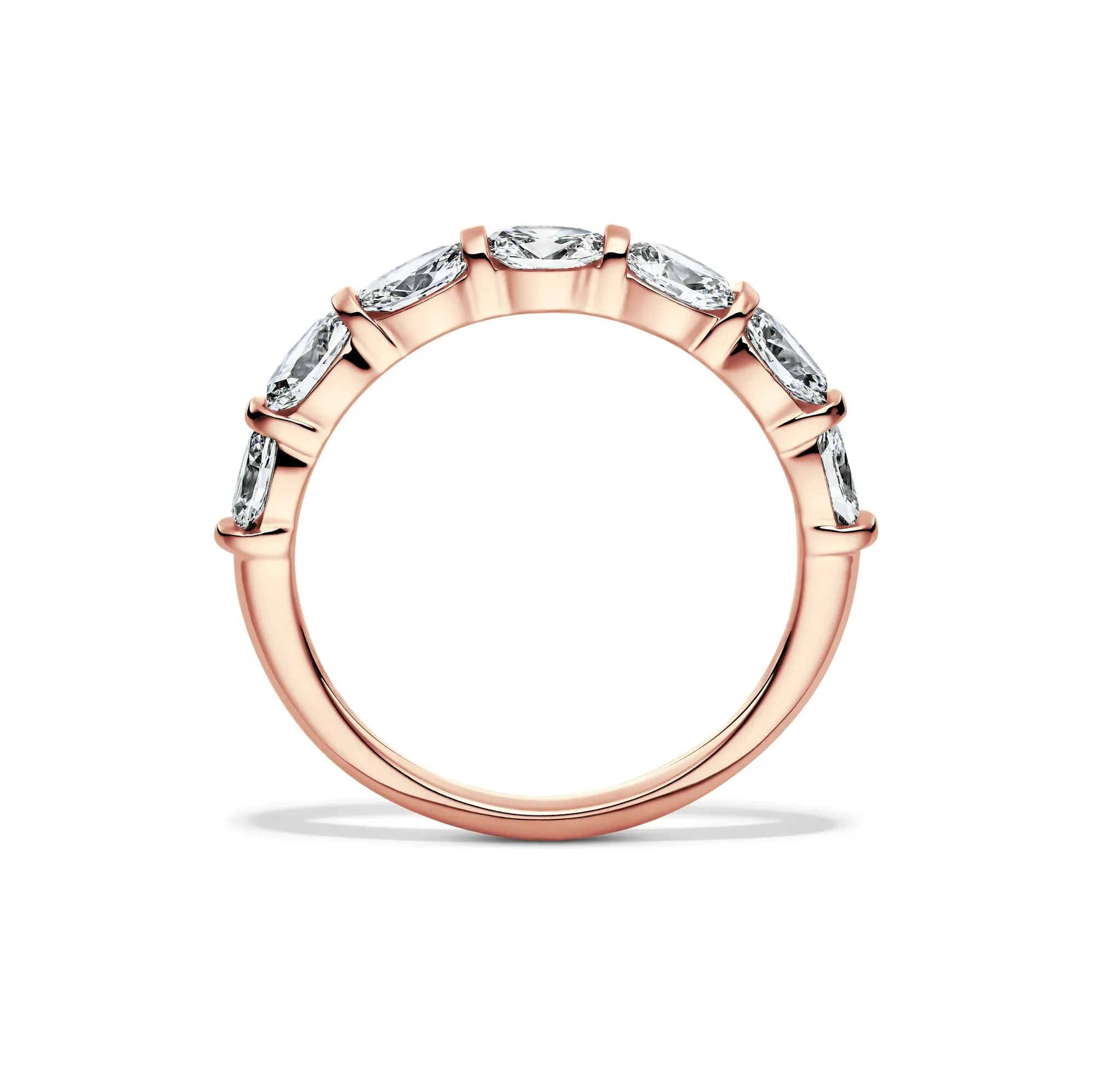 1 CT. Tw. Lab Grown Diamond Oval Bar Set Anniversary Band Ring 14K Rose Gold Size 5 2mm - Image 2