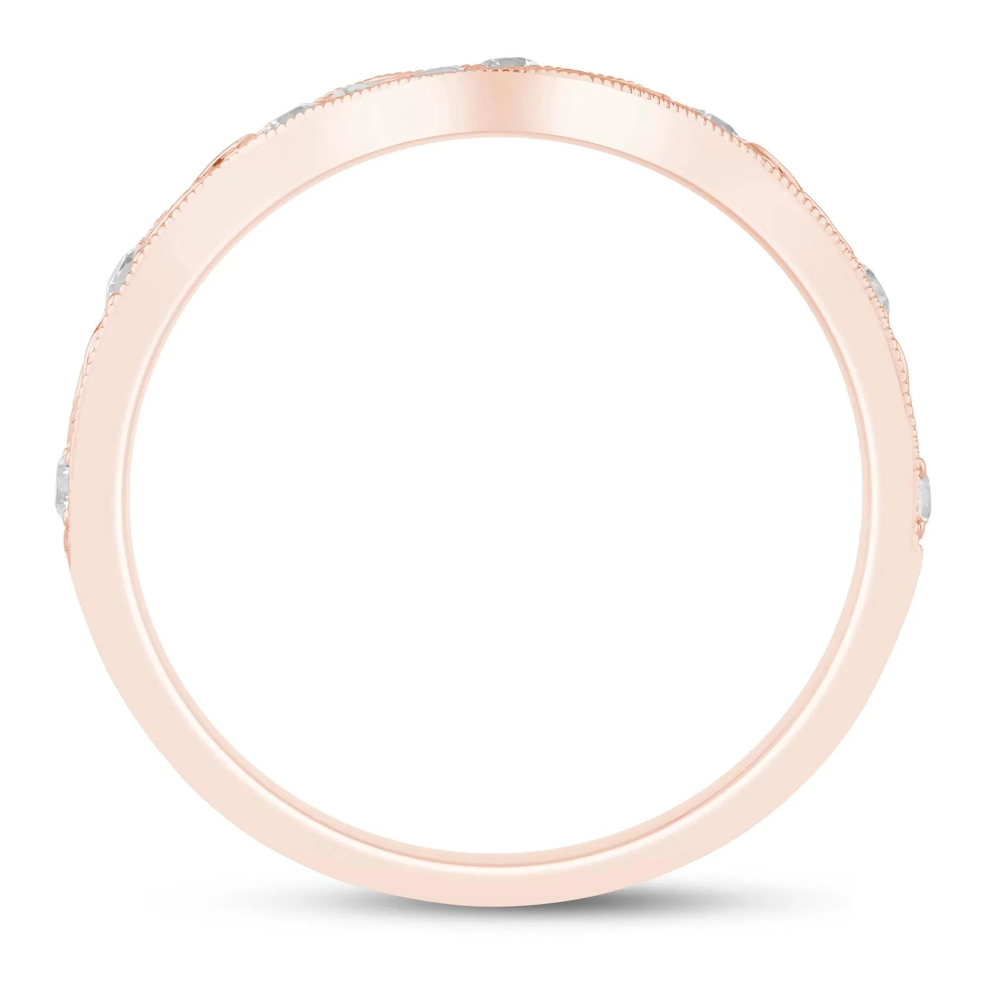 1/7 CT. Tw. Lab Grown Diamond Engraved Contour Band Ring 14K Rose Gold Size 5.5 2mm - Image 2