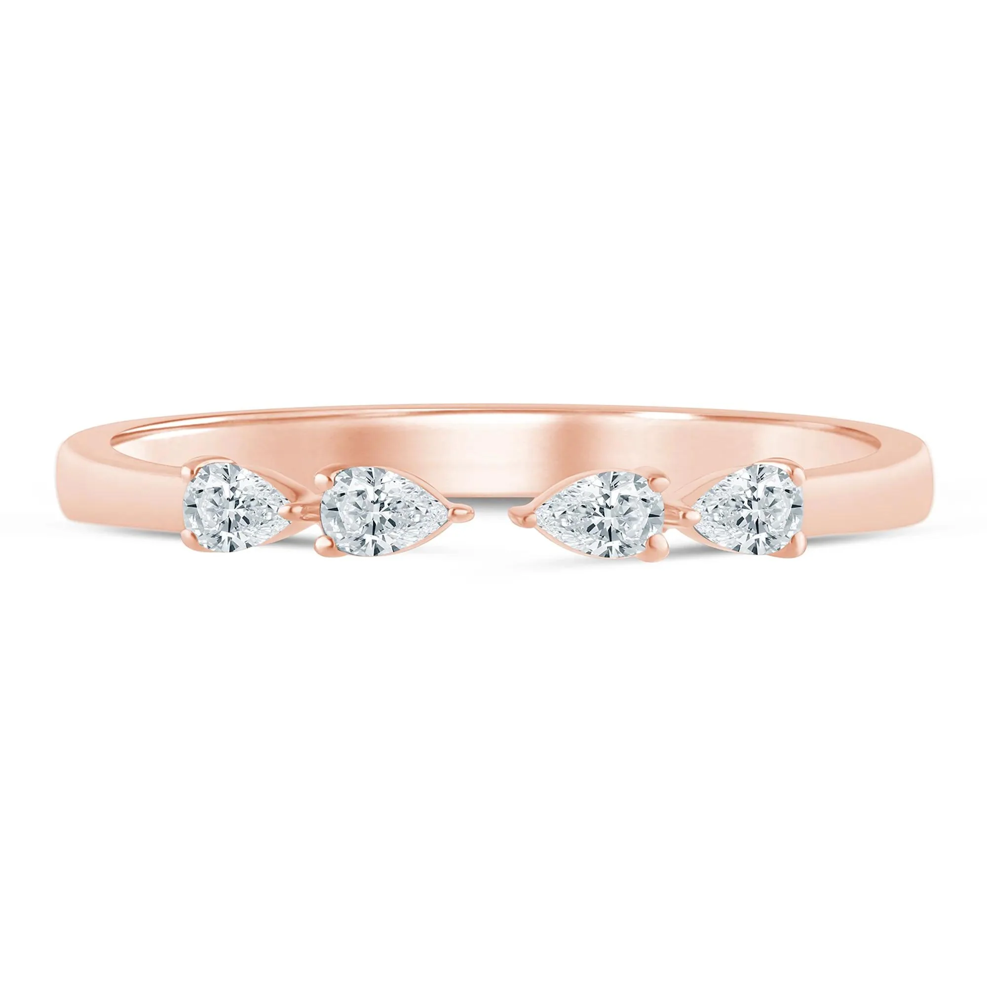 1/7 CT. Tw. Pear-Shaped Lab Grown Diamond Open Anniversary Band Ring 14K Rose Gold Size 9 2mm