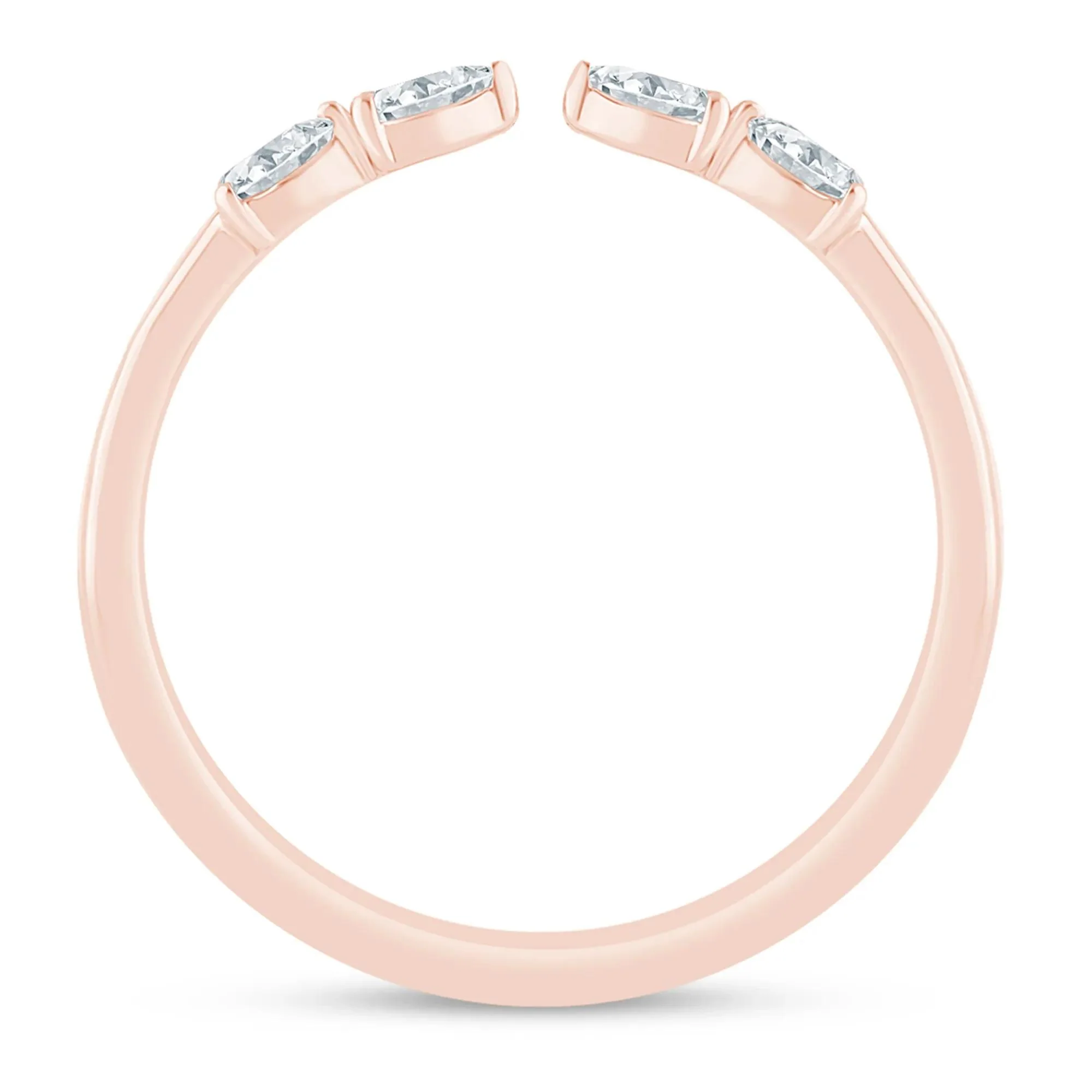 1/7 CT. Tw. Pear-Shaped Lab Grown Diamond Open Anniversary Band Ring 14K Rose Gold Size 9 2mm - Image 2