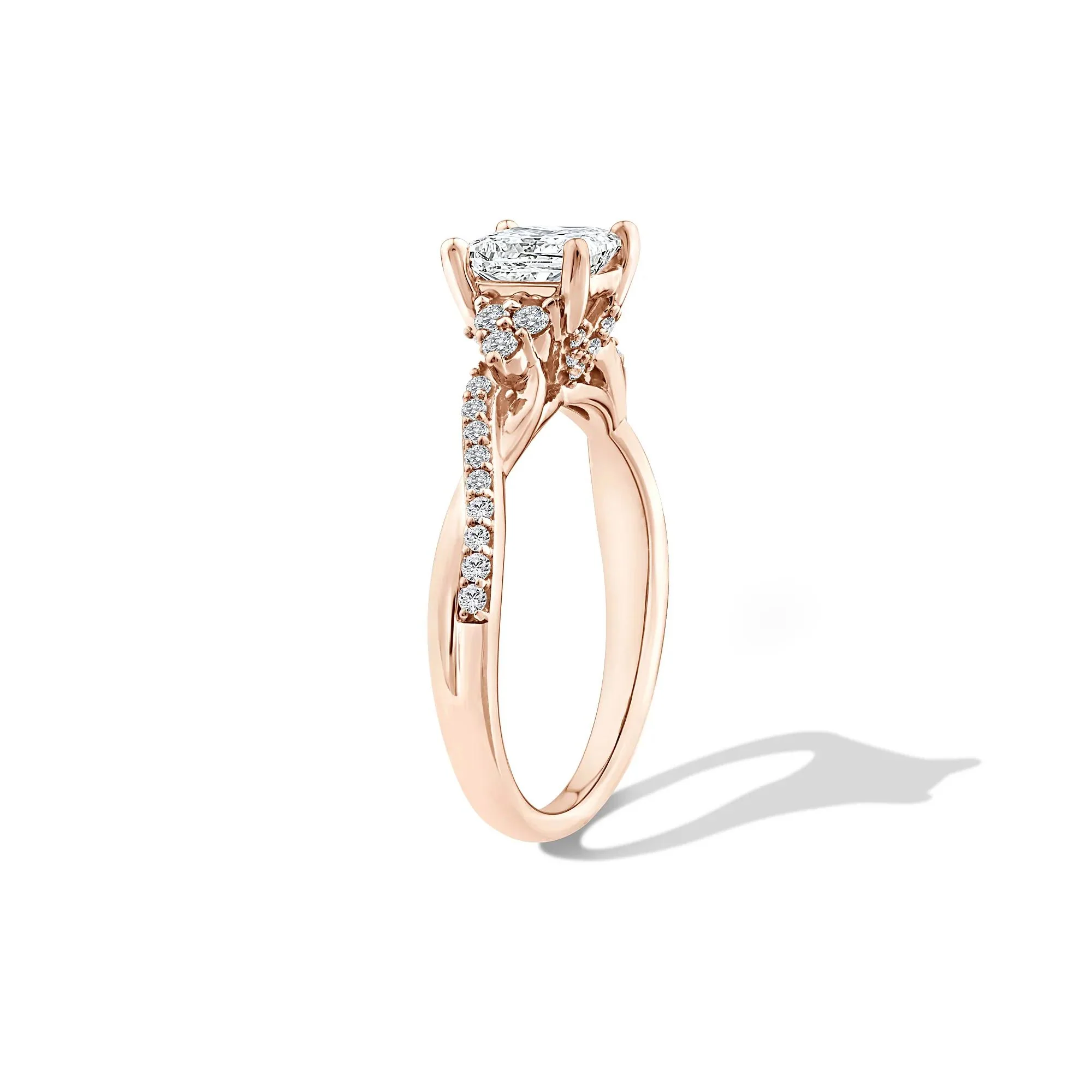 1/4 CT. Tw. Lab Grown Diamond Princess-Cut Engagement Ring 10K Rose Gold Size 7 - Image 3