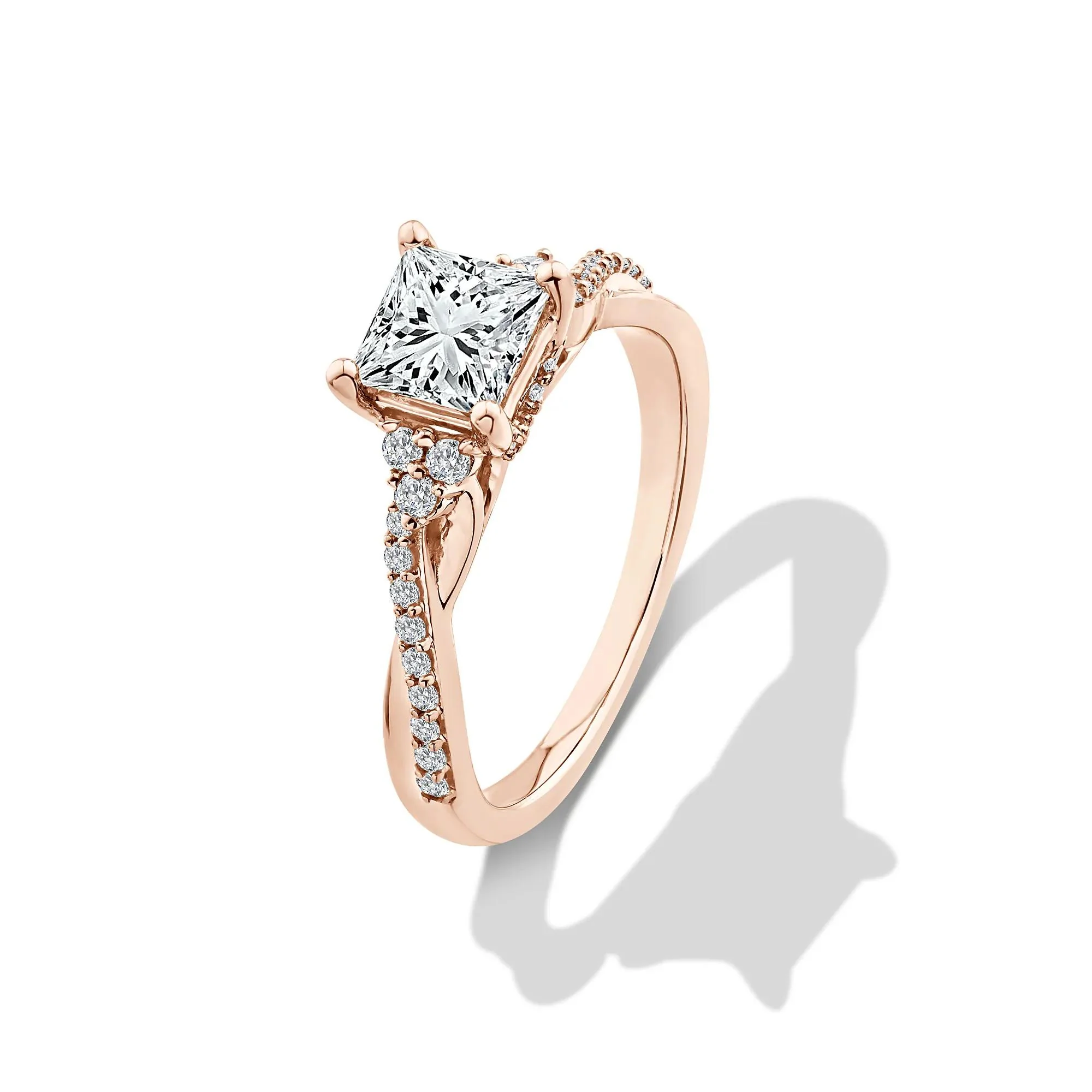 1/4 CT. Tw. Lab Grown Diamond Princess-Cut Engagement Ring 10K Rose Gold Size 7 - Image 4