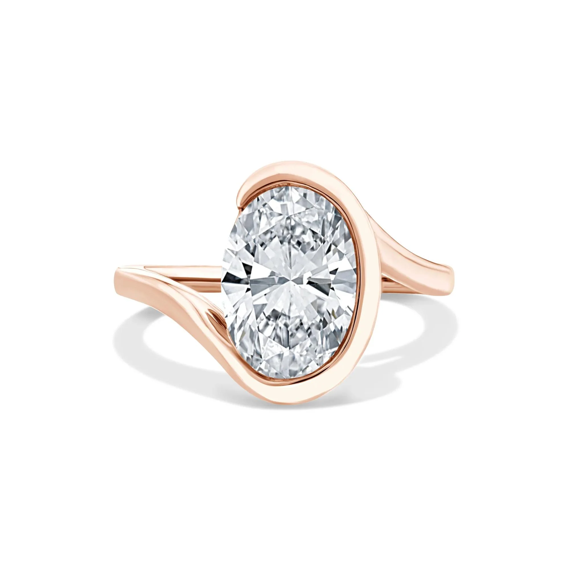 Lab Grown Diamond Oval Solitaire Engagement Ring 14K Rose Gold (3 CT.) Size 6