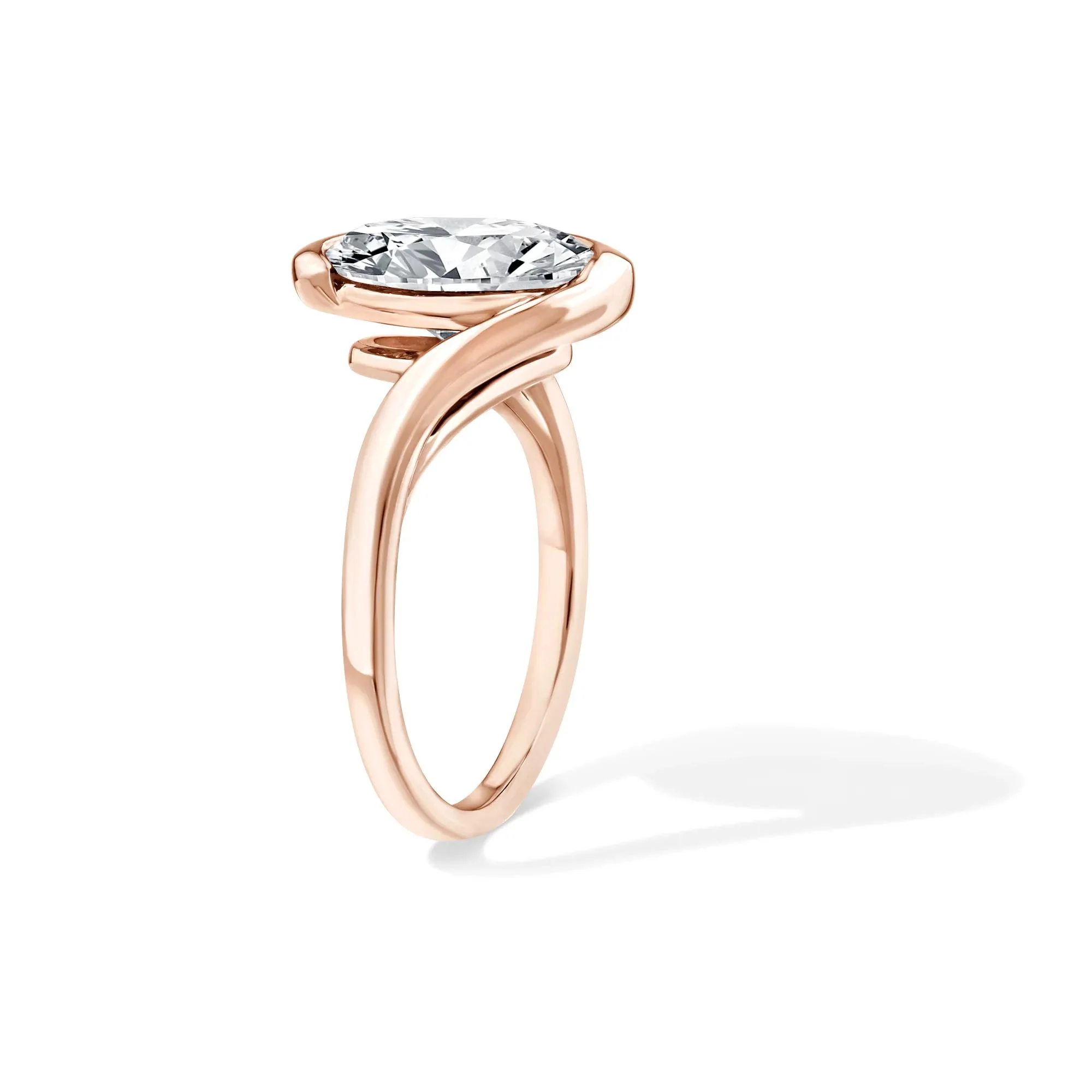 Lab Grown Diamond Oval Solitaire Engagement Ring 14K Rose Gold (3 CT.) Size 6 - Image 3