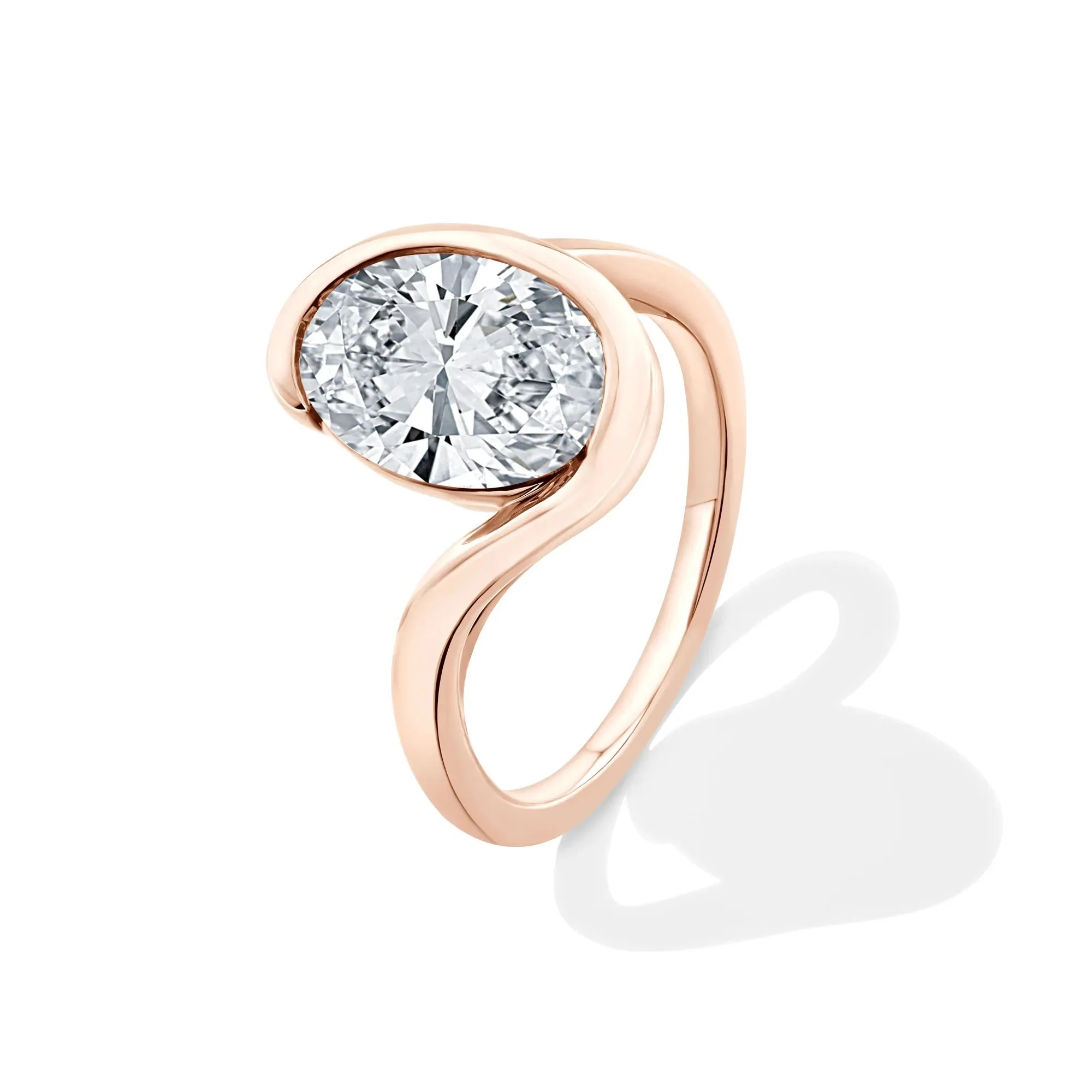 Lab Grown Diamond Oval Solitaire Engagement Ring 14K Rose Gold (3 CT.) Size 6 - Image 4