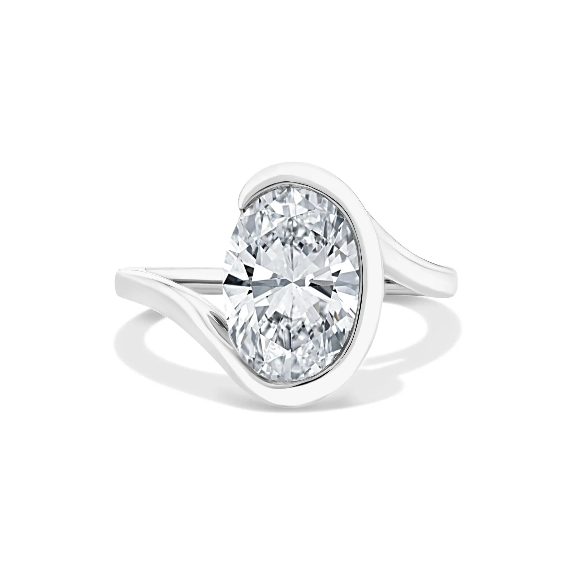 Lab Grown Diamond Oval Solitaire Engagement Ring 14K White Gold (3 CT.) Size 6.5