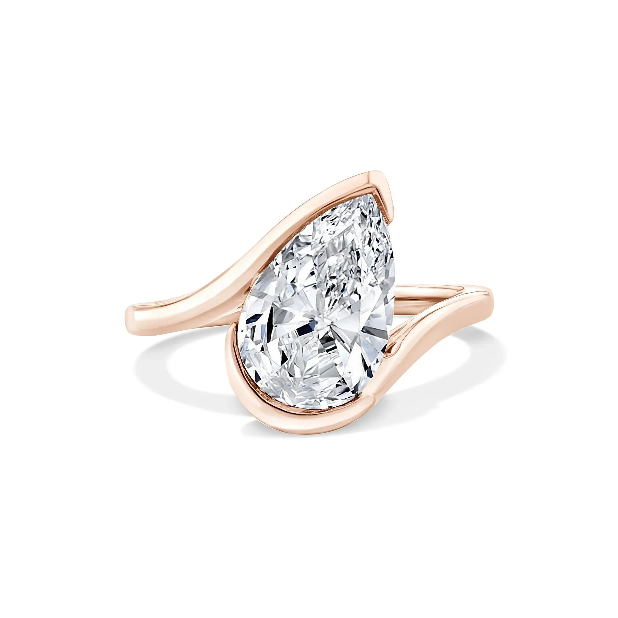 Lab Grown Diamond Pear-Shaped Solitaire Engagement Ring 14K Rose Gold (3 CT.) Size 9