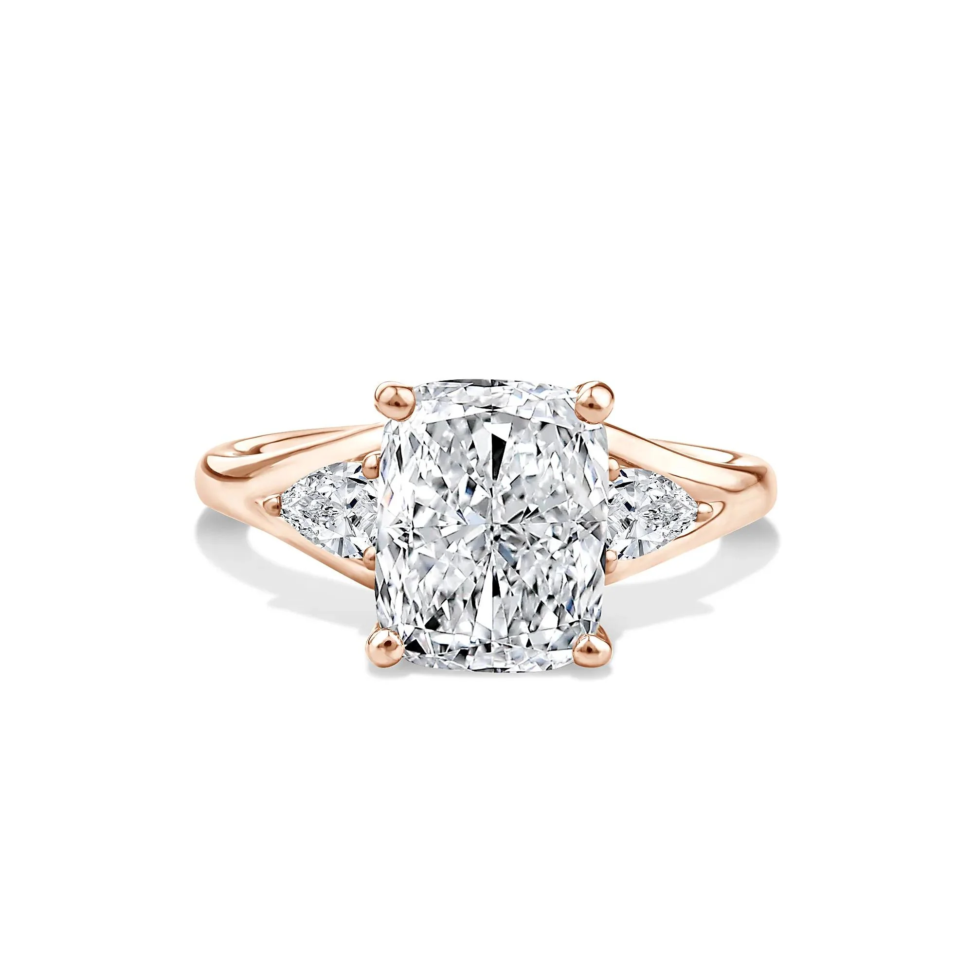 3 1/2 CT. Tw. Lab Grown Diamond Three-Stone Engagement Ring 14K Rose Gold Size 6