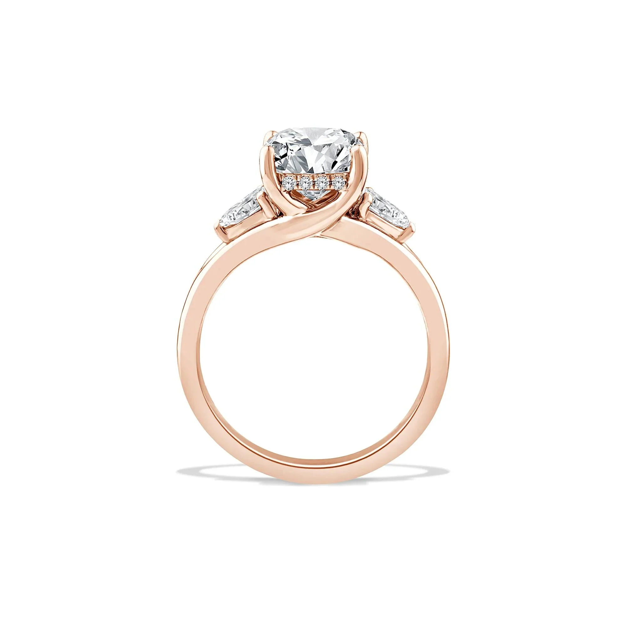 3 1/2 CT. Tw. Lab Grown Diamond Three-Stone Engagement Ring 14K Rose Gold Size 7 - Image 2