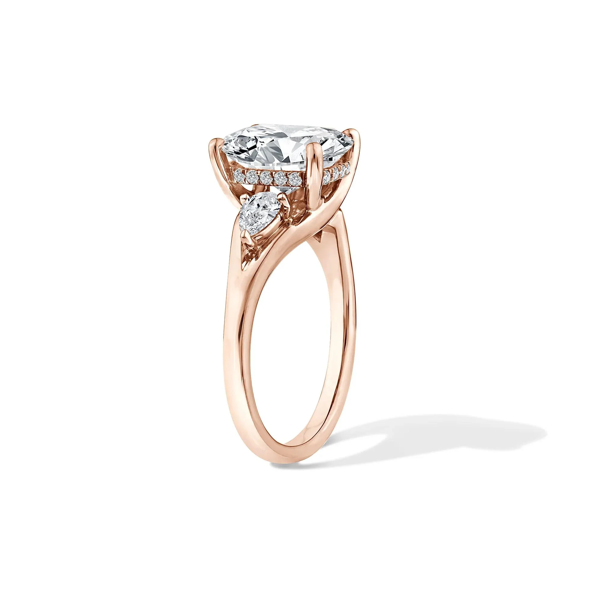 3 1/2 CT. Tw. Lab Grown Diamond Three-Stone Engagement Ring 14K Rose Gold Size 7 - Image 3