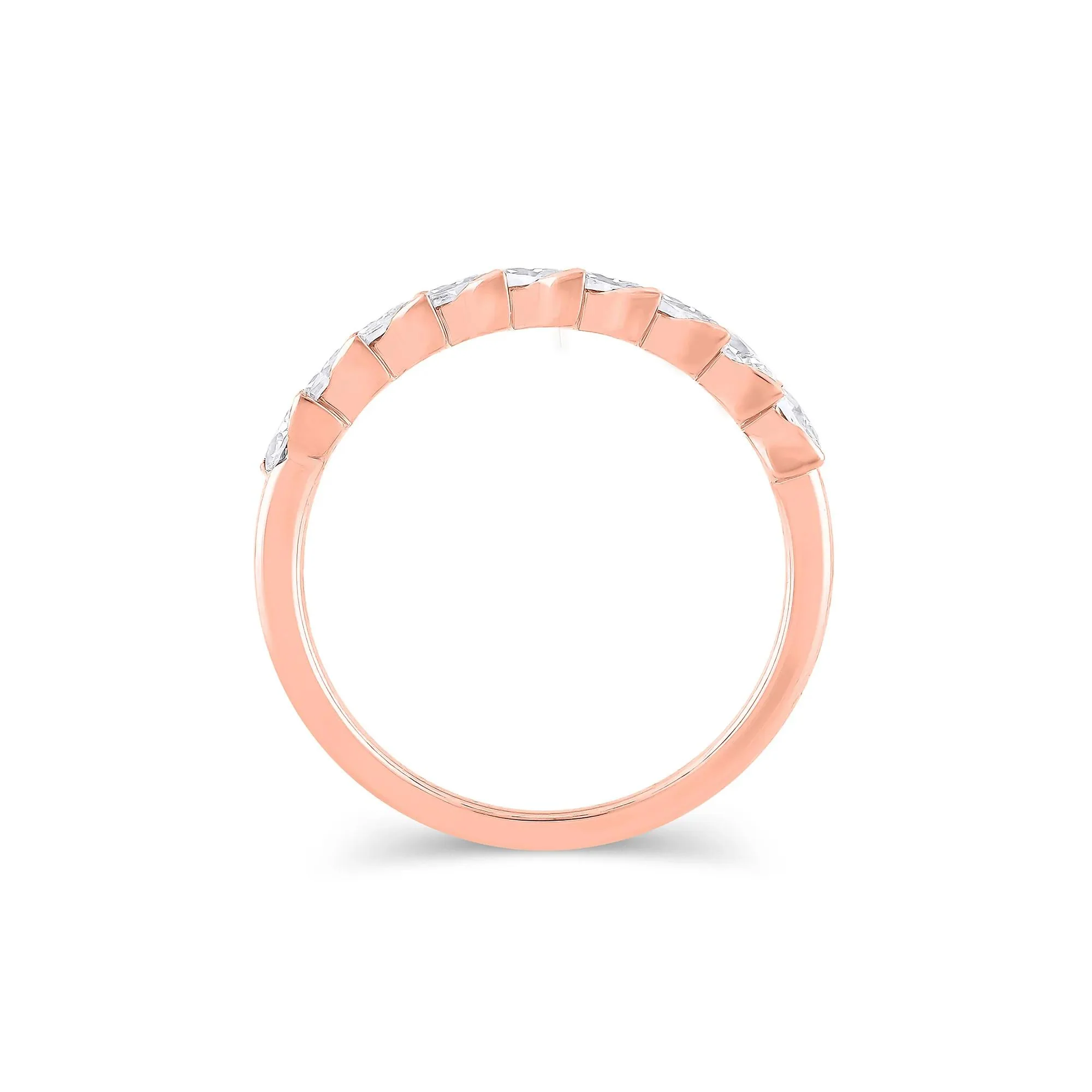 1 CT. Tw. Lab Grown Diamond Marquise Slant Anniversary Band Ring 10K Rose Gold Size 8.5 4.5mm - Image 2