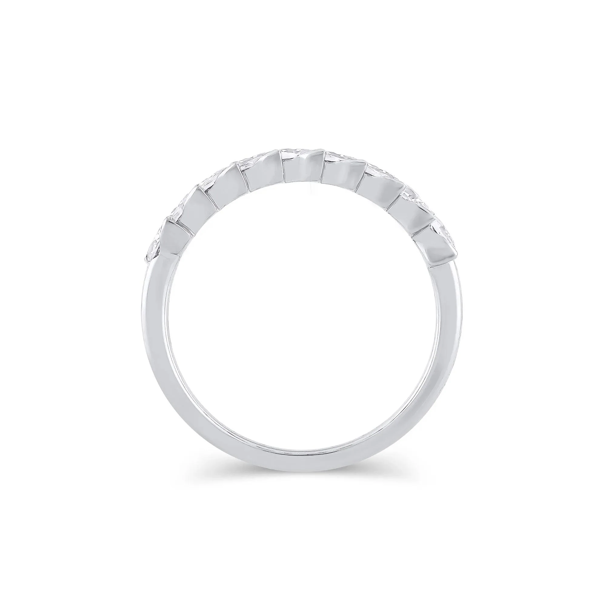 1 CT. Tw. Lab Grown Diamond Marquise Slant Anniversary Band Ring 10K White Gold Size 6.5 4.5mm - Image 2