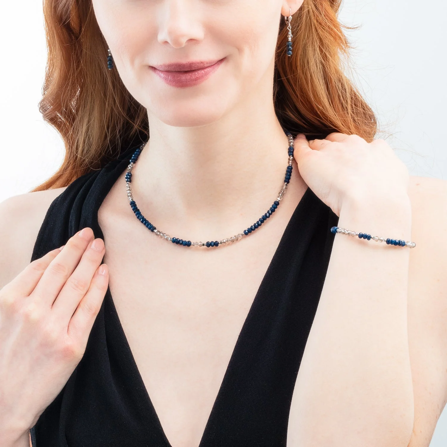 Necklace Rhythm Jade Navy silver - Image 4