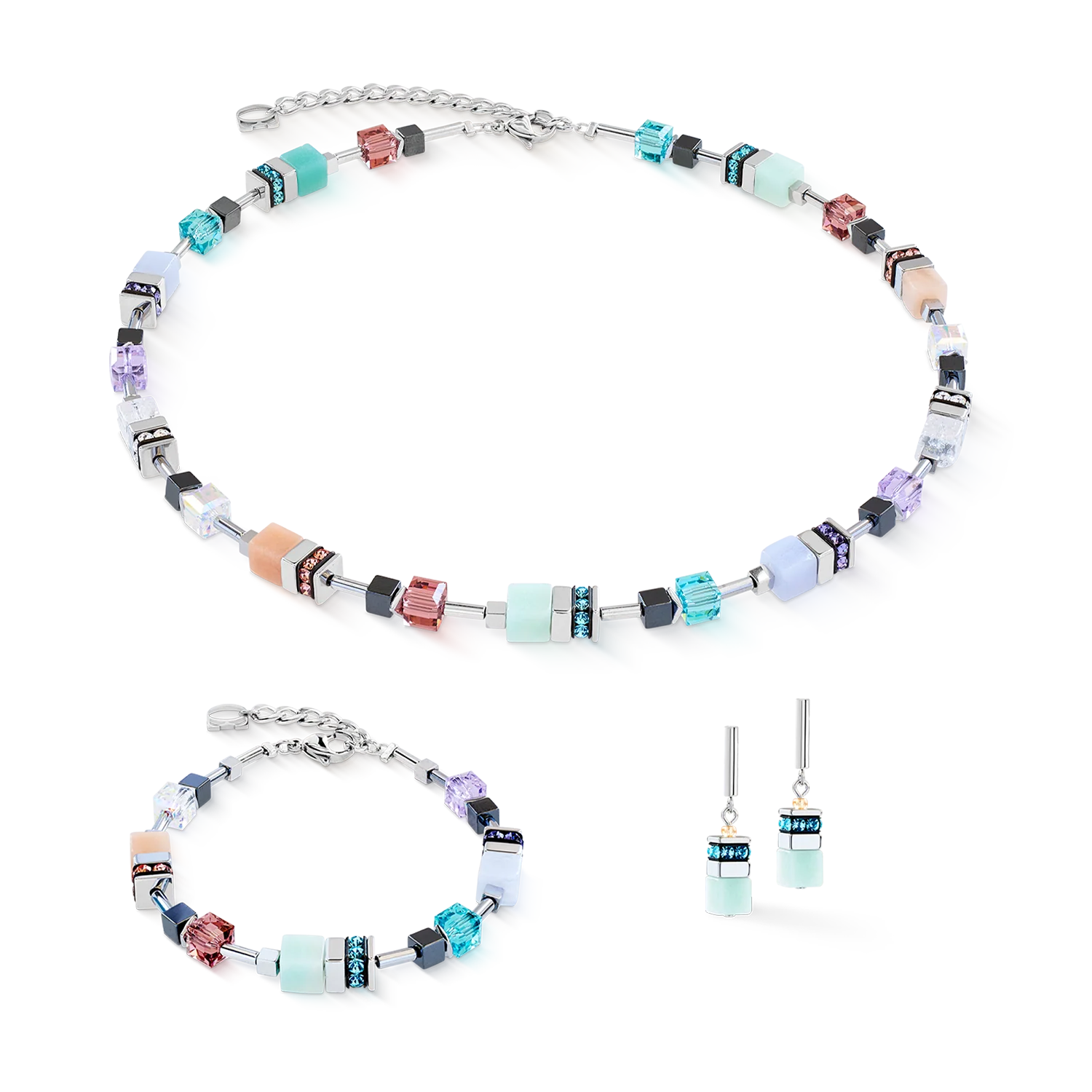 GeoCUBE® Precious Motion earrings Sorbet silver - Image 3