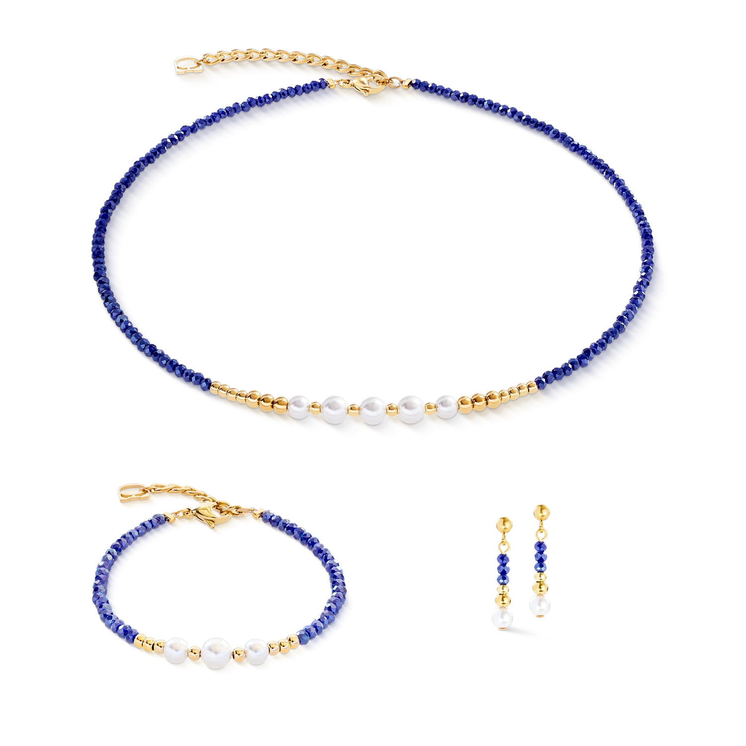 Earrings Pearl Line gold-blue - Image 3