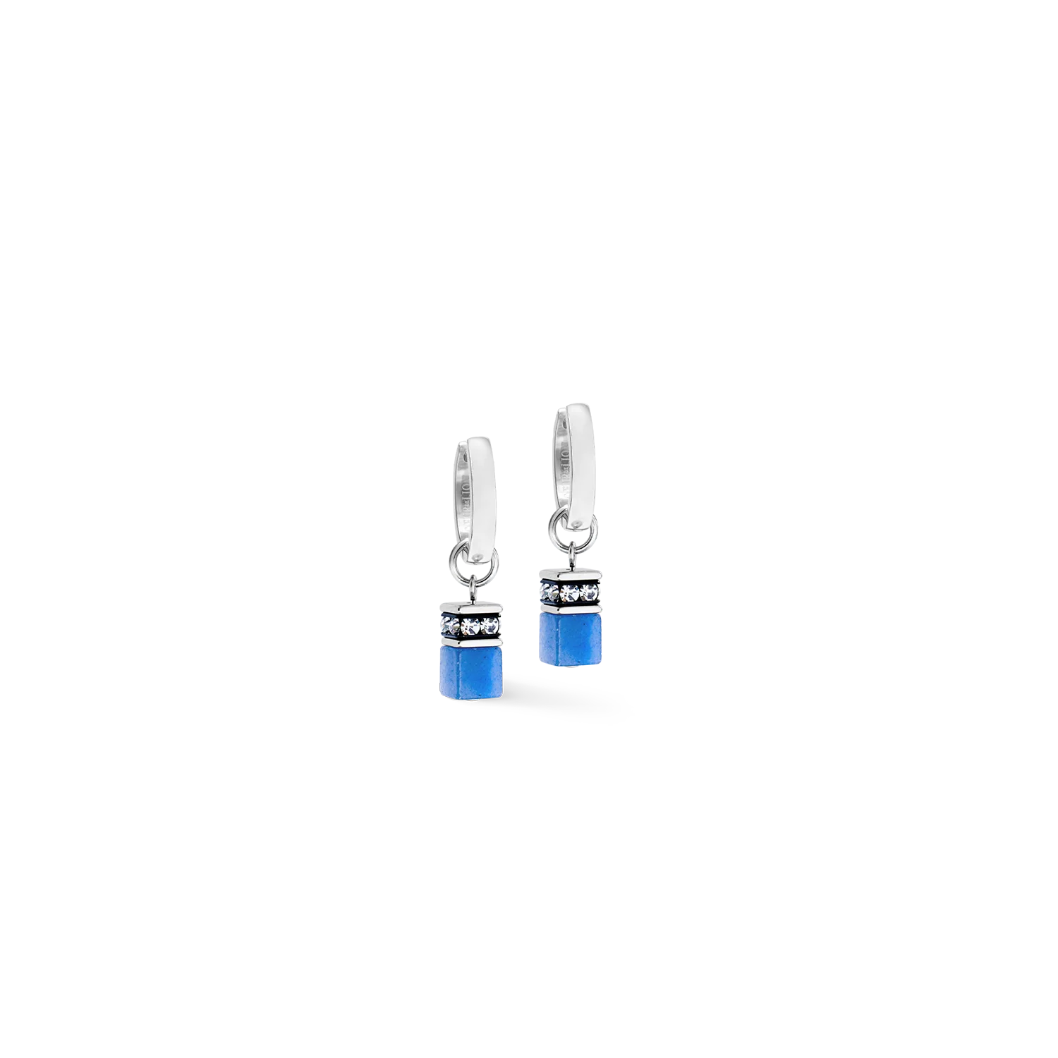 GeoCUBEĀ® Chunky Chain hoop earrings silver-blue