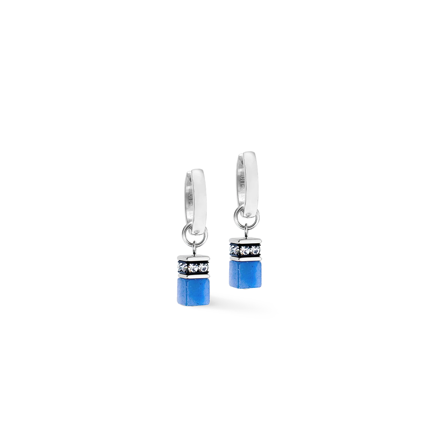 GeoCUBEĀ® Chunky Chain hoop earrings silver-blue - Image 2