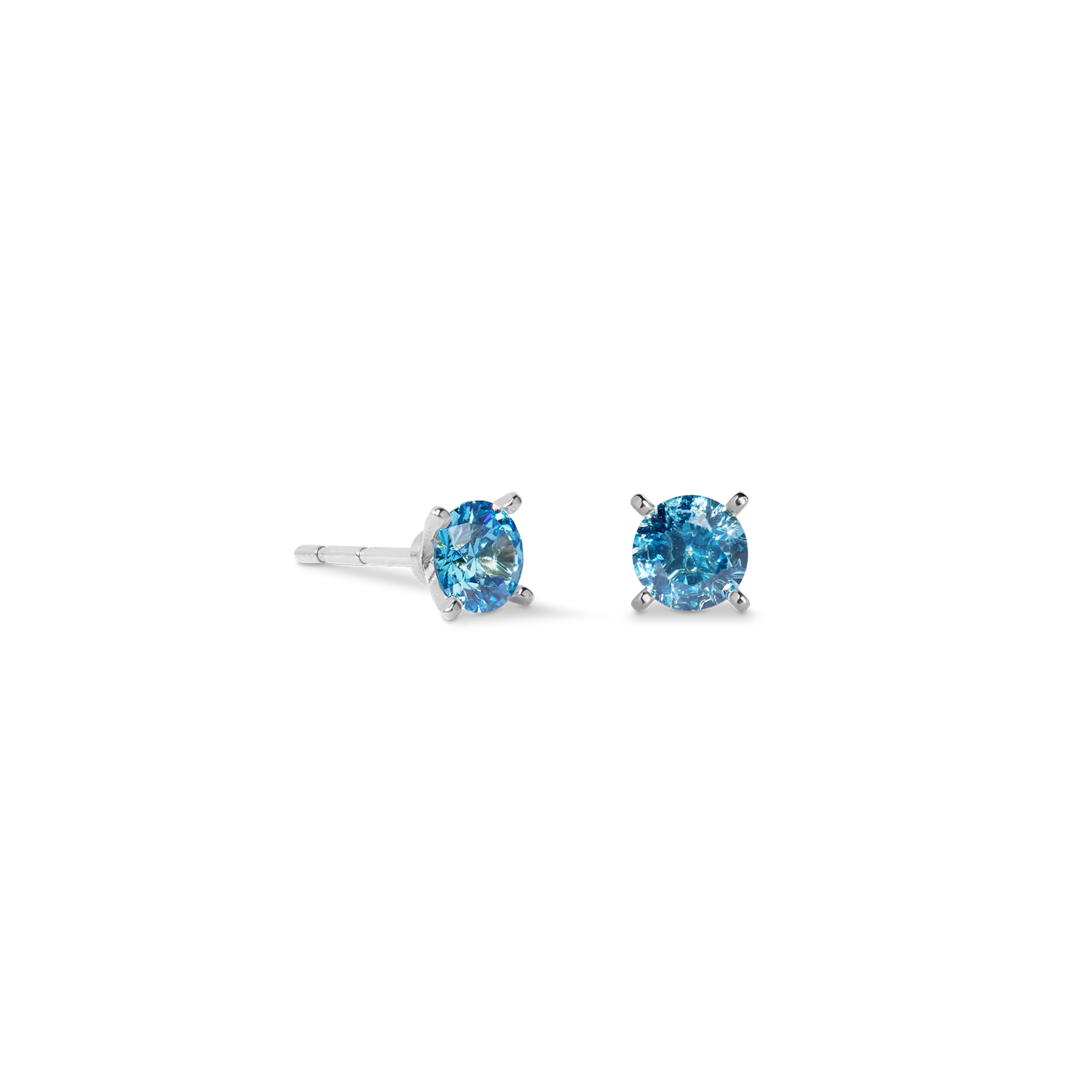 Stud earrings Glam Dot 5 mm silver-blue