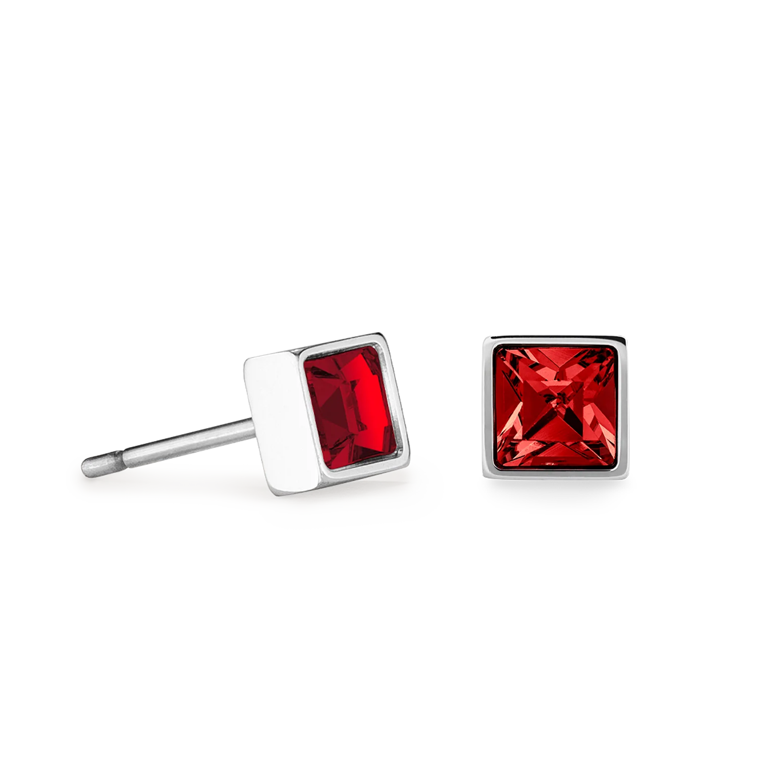 Brilliant Square small earrings silver red - Image 2