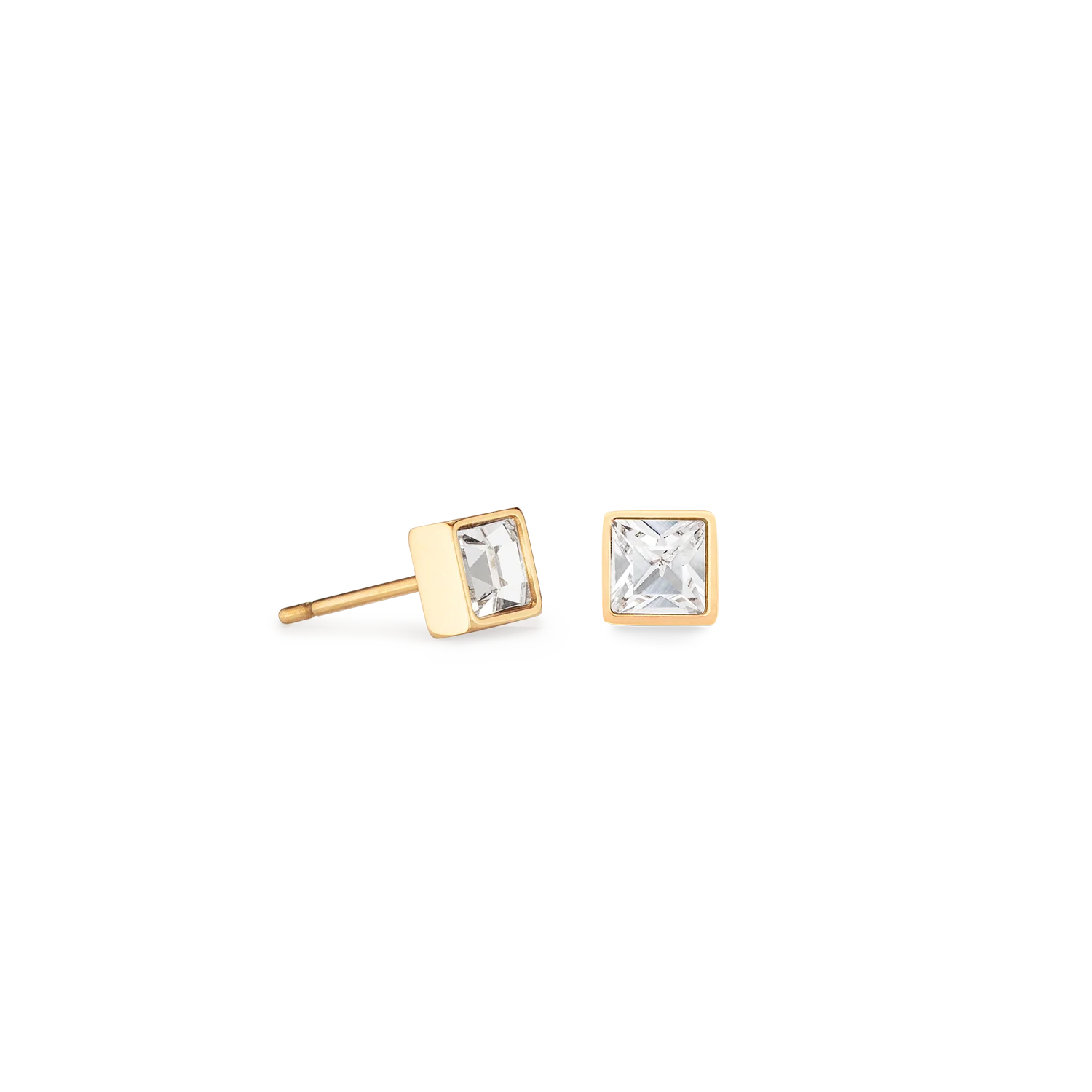 Brilliant Square small earrings gold crystal