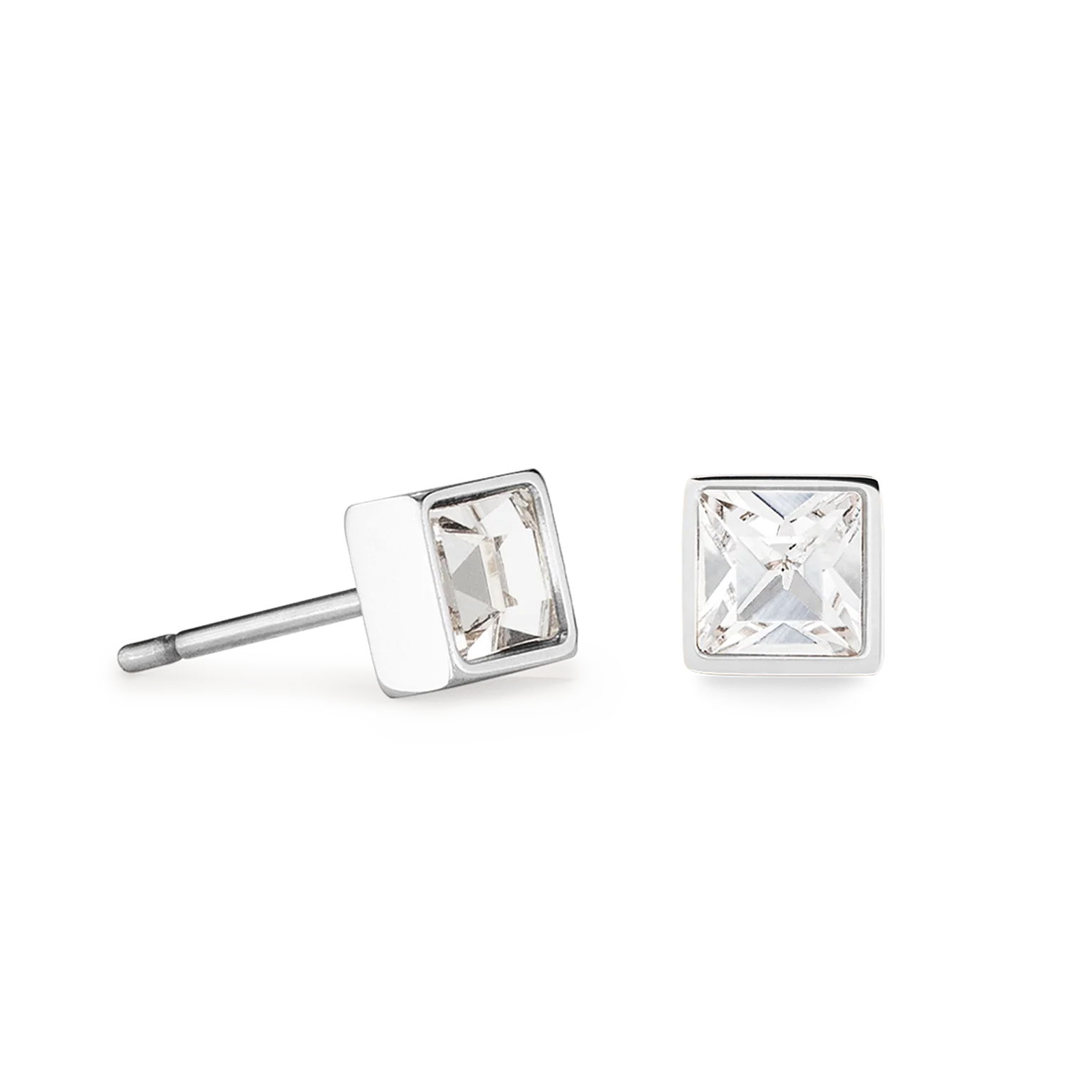 Brilliant Square small earrings silver crystal - Image 2