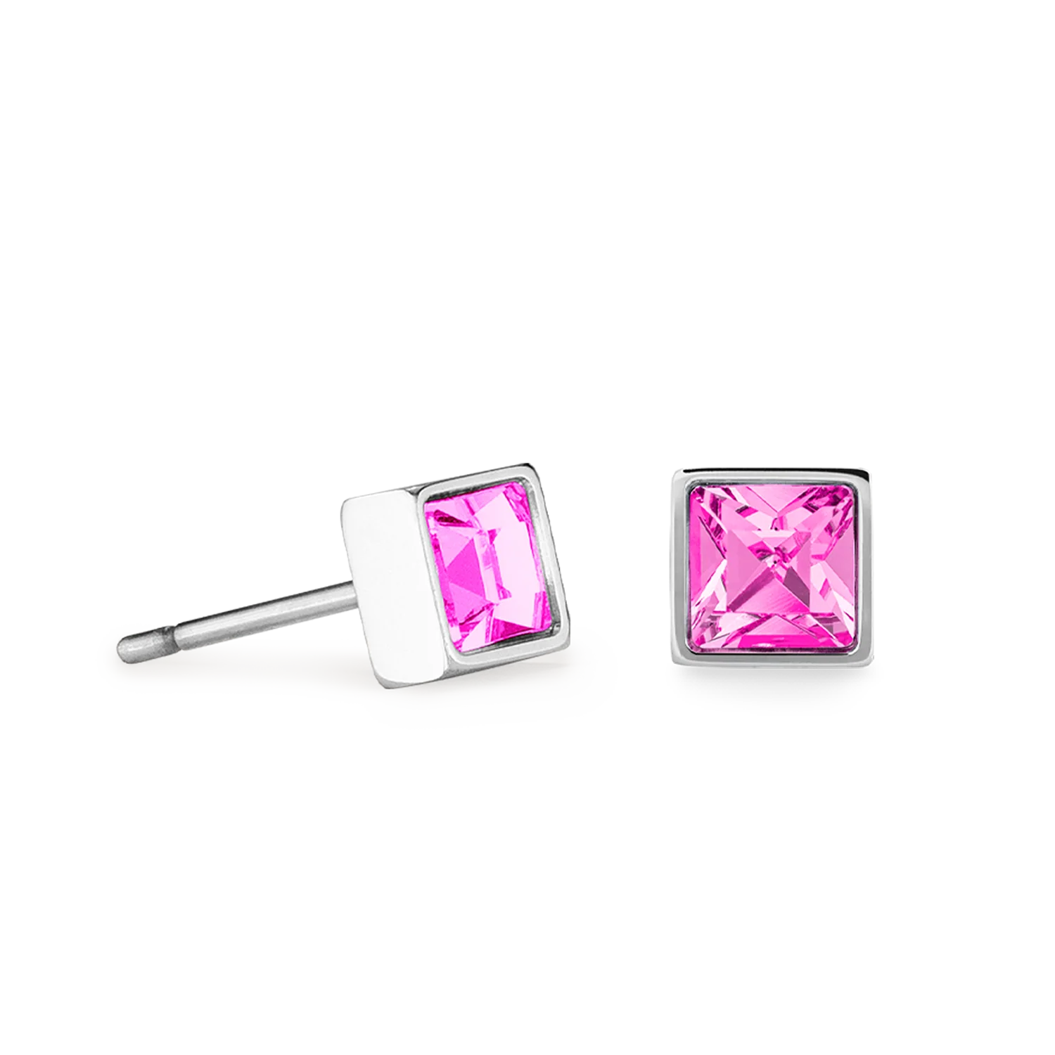 Brilliant Square small earrings silver pink - Image 2