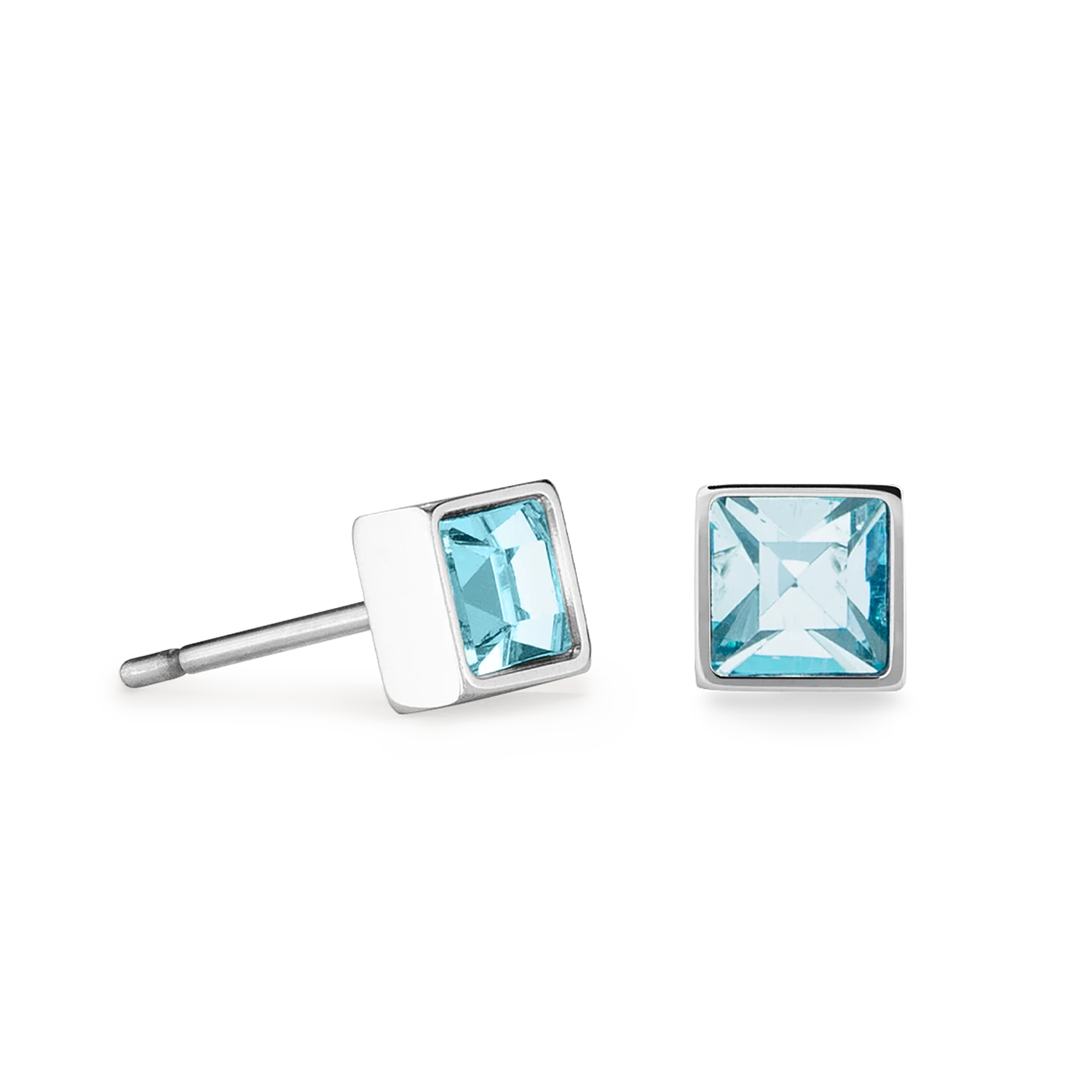 Brilliant Square small earrings silver aqua - Image 2