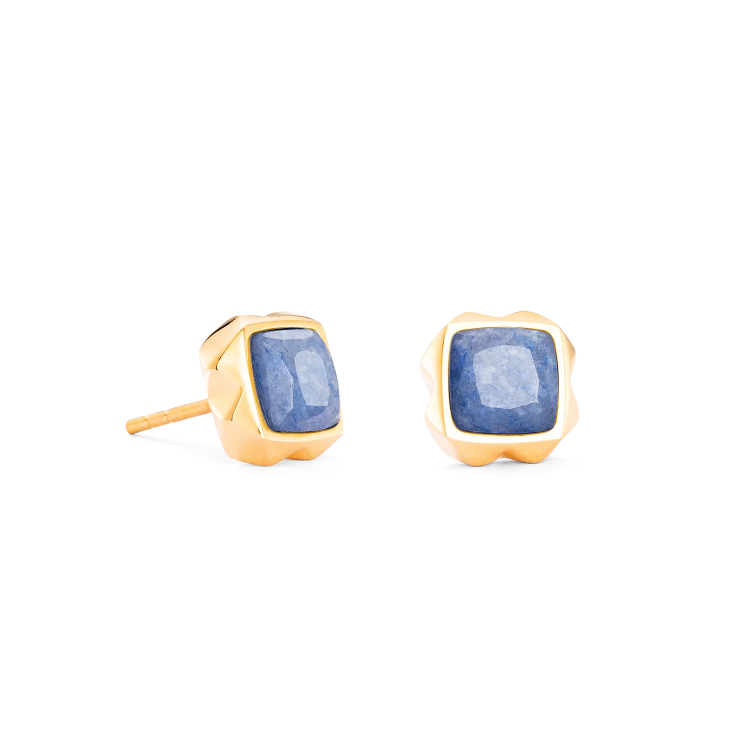 Earrings Spikes Square Aventurine gold-blue