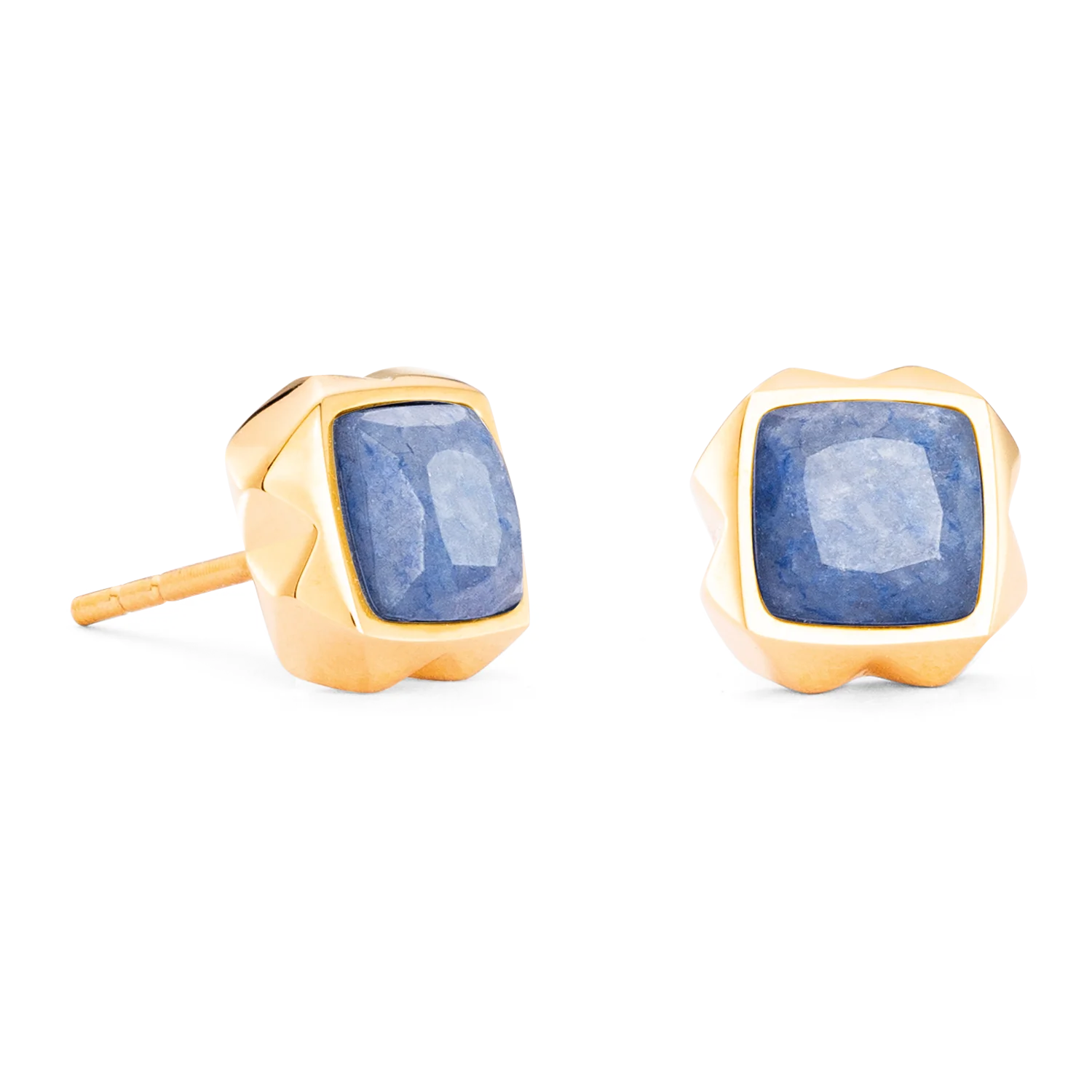 Earrings Spikes Square Aventurine gold-blue - Image 2