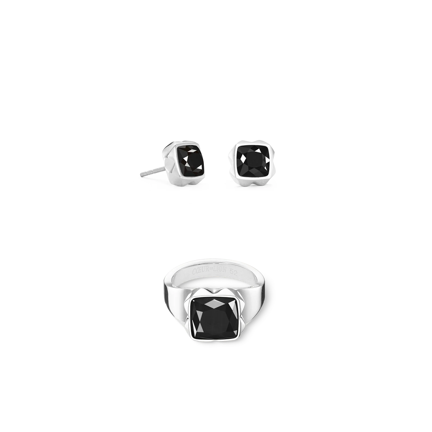Earrings Spikes Square Onyx silver-black - Image 3