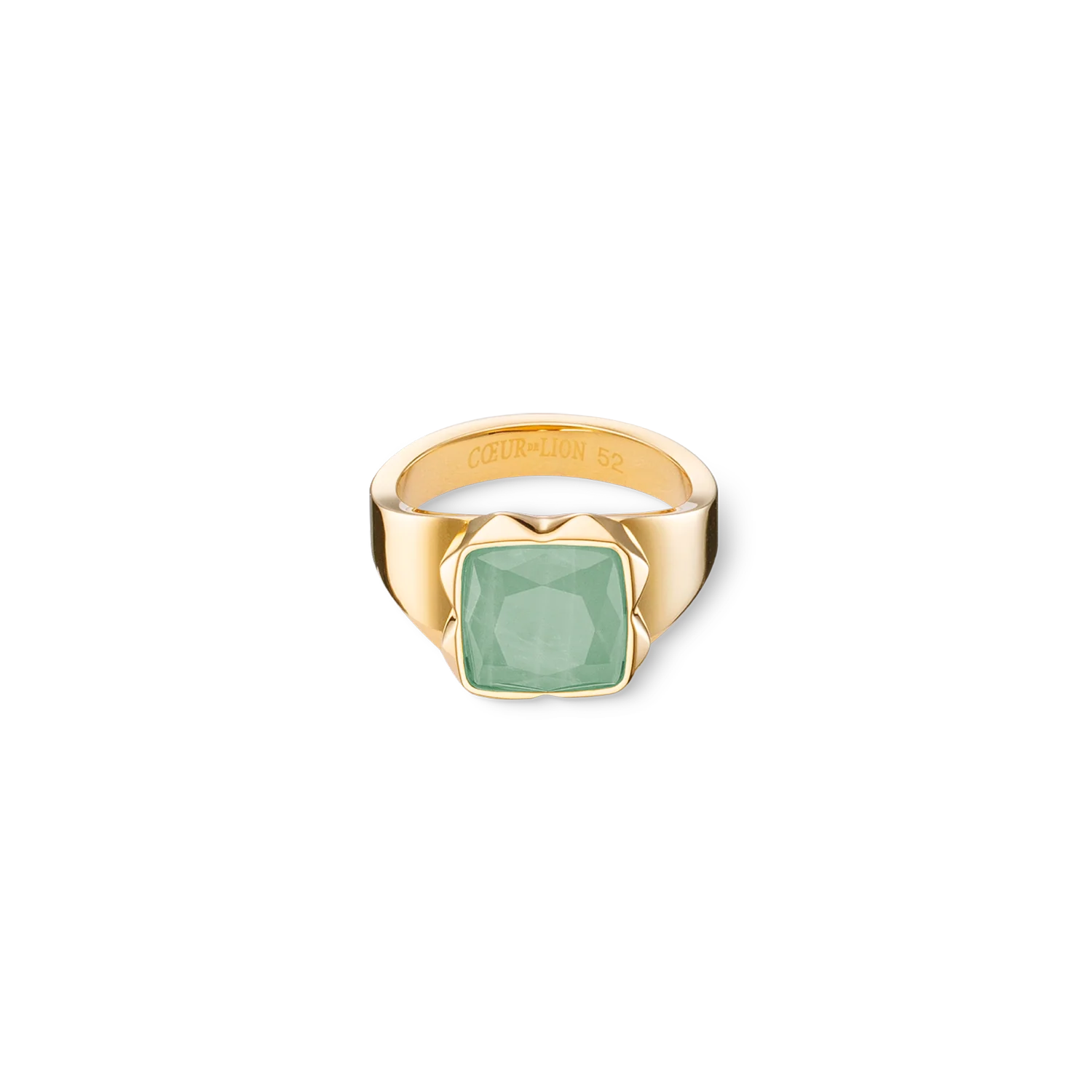 Ring Spikes Square Aventurine gold-green