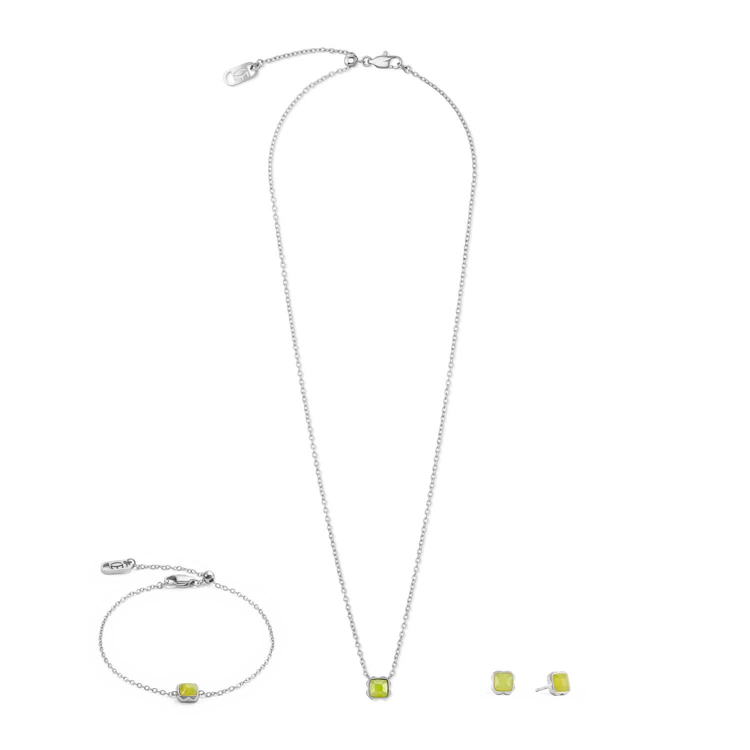 Birthstone August Necklace Green Jade Silver - Image 3