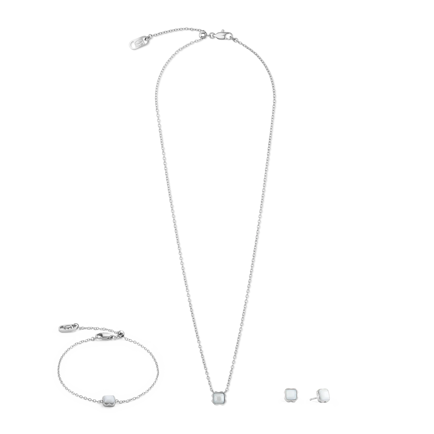 Birthstone April Necklace White Quartz Silver - Image 3