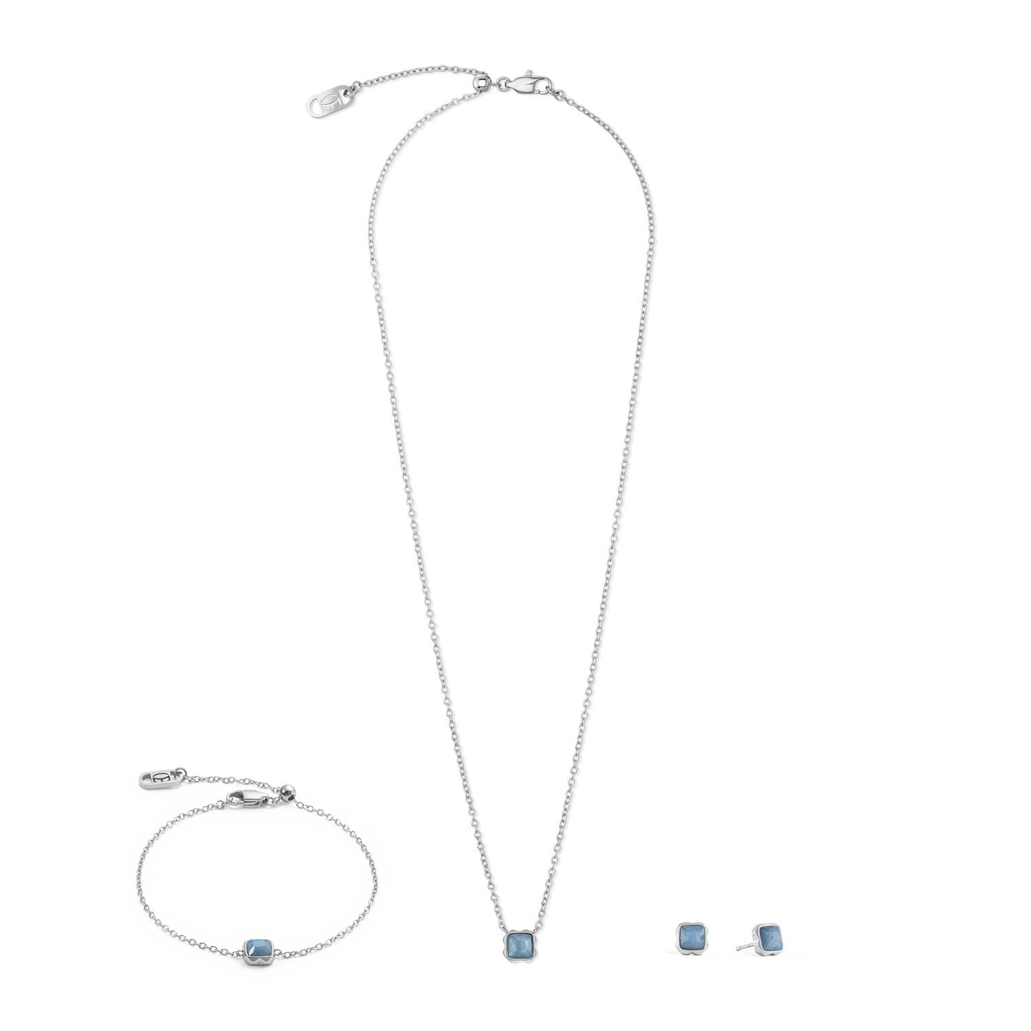 Birthstone March Earrings Blue Aventurine Silver - Image 3