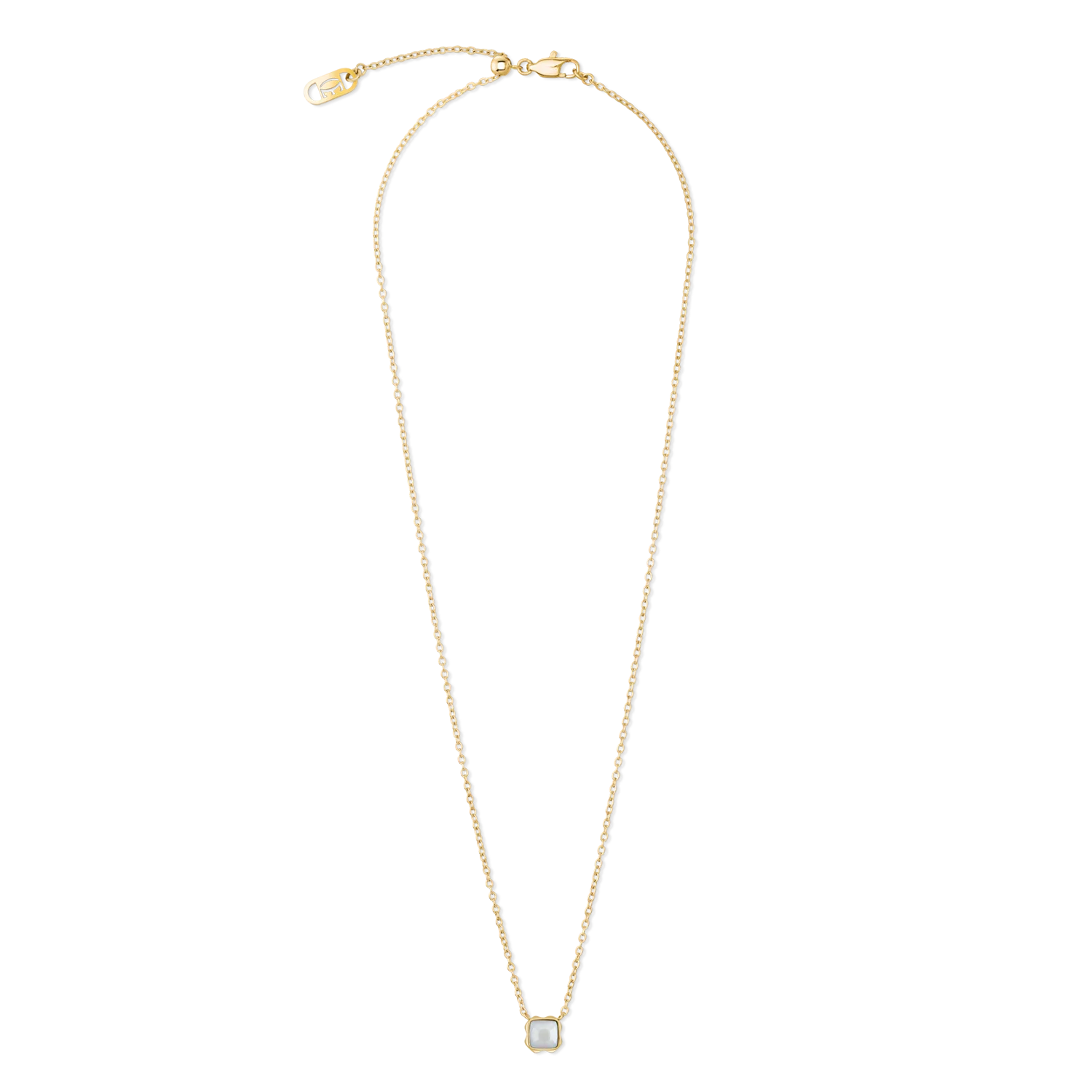 Birthstone April Necklace White Quartz Gold