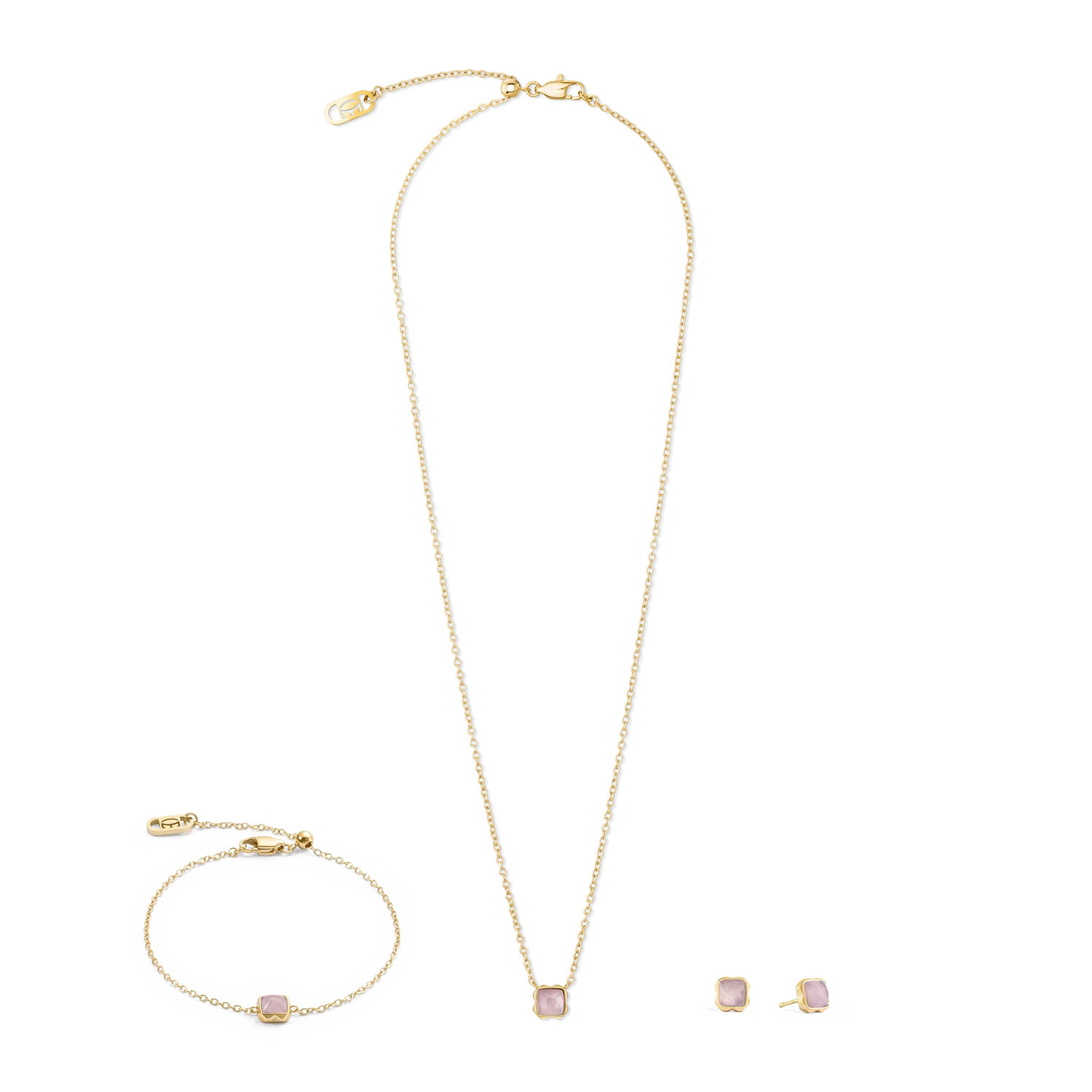 Birthstone October Necklace Rose Quartz Gold - Image 3