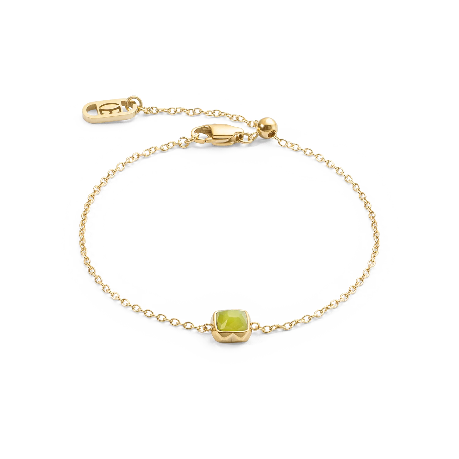Birthstone August Bracelet Green Jade Gold