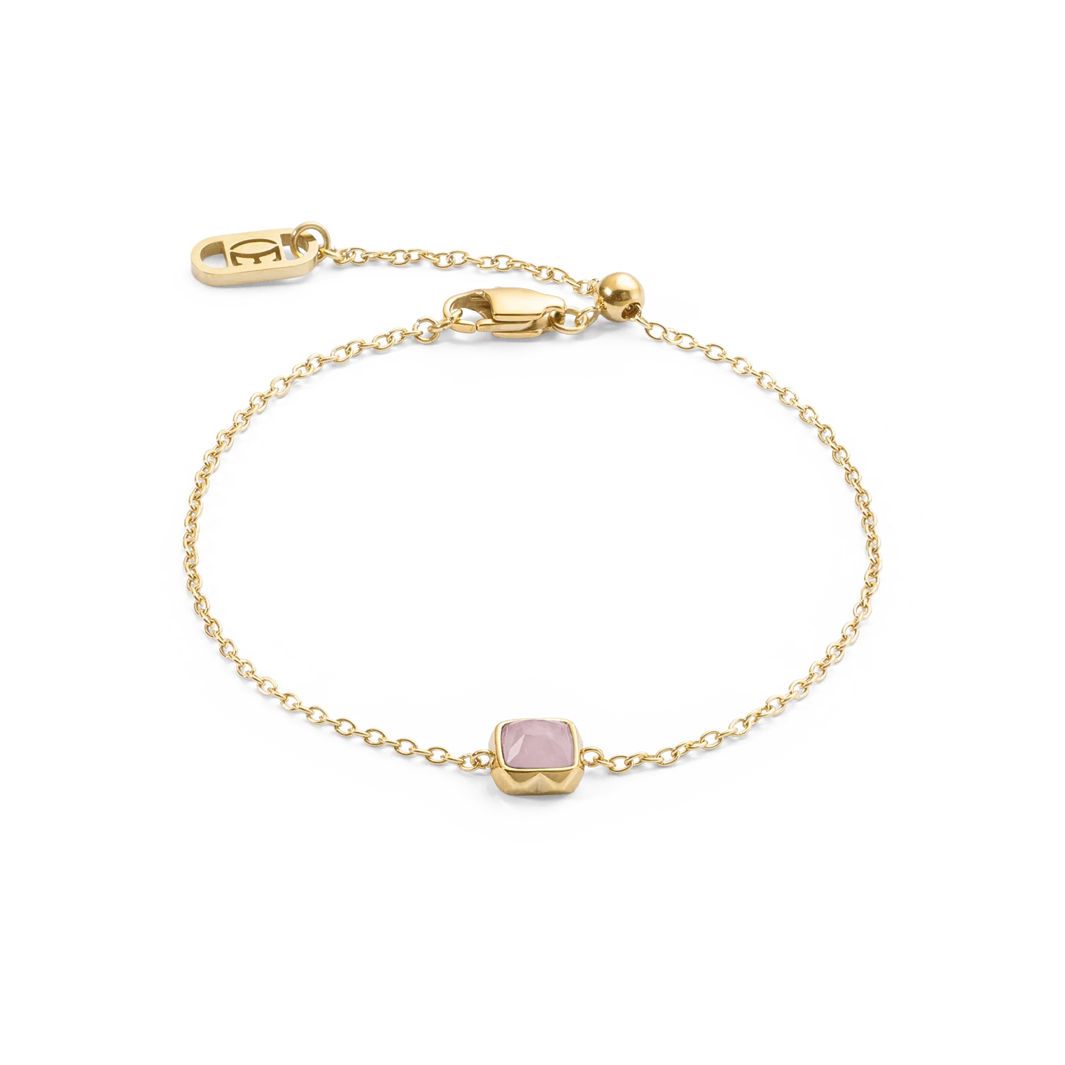 Birthstone October Bracelet Rose Quartz Gold